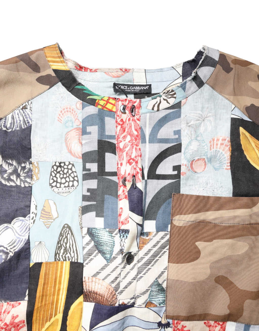 Chemise Dolce & Gabbana multicolore à manches courtes et patchwork
