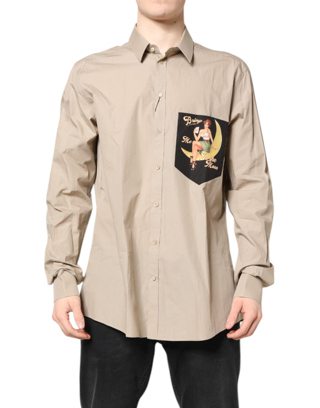 Chemise décontractée homme MARTINI Dolce & Gabbana beige à imprimé Pin-Up