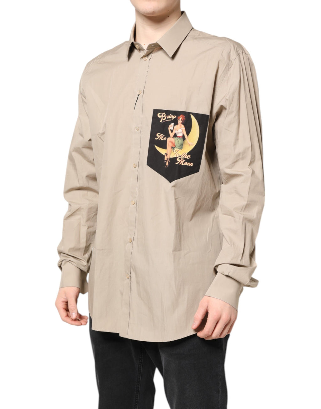 Chemise décontractée homme MARTINI Dolce & Gabbana beige à imprimé Pin-Up