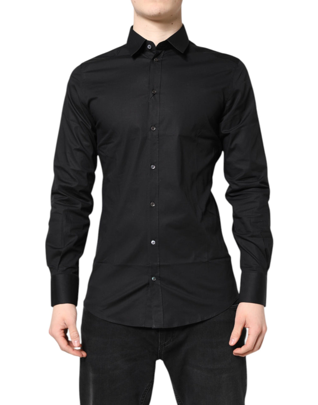 Chemise Dolce & Gabbana noire en coton doré à manches longues