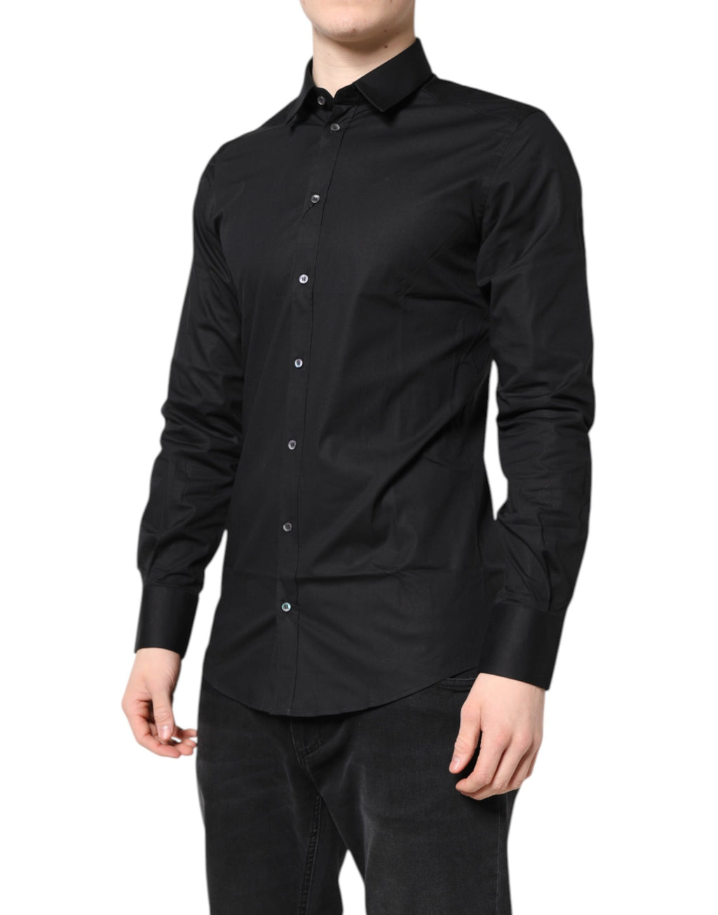 Chemise Dolce & Gabbana noire en coton doré à manches longues