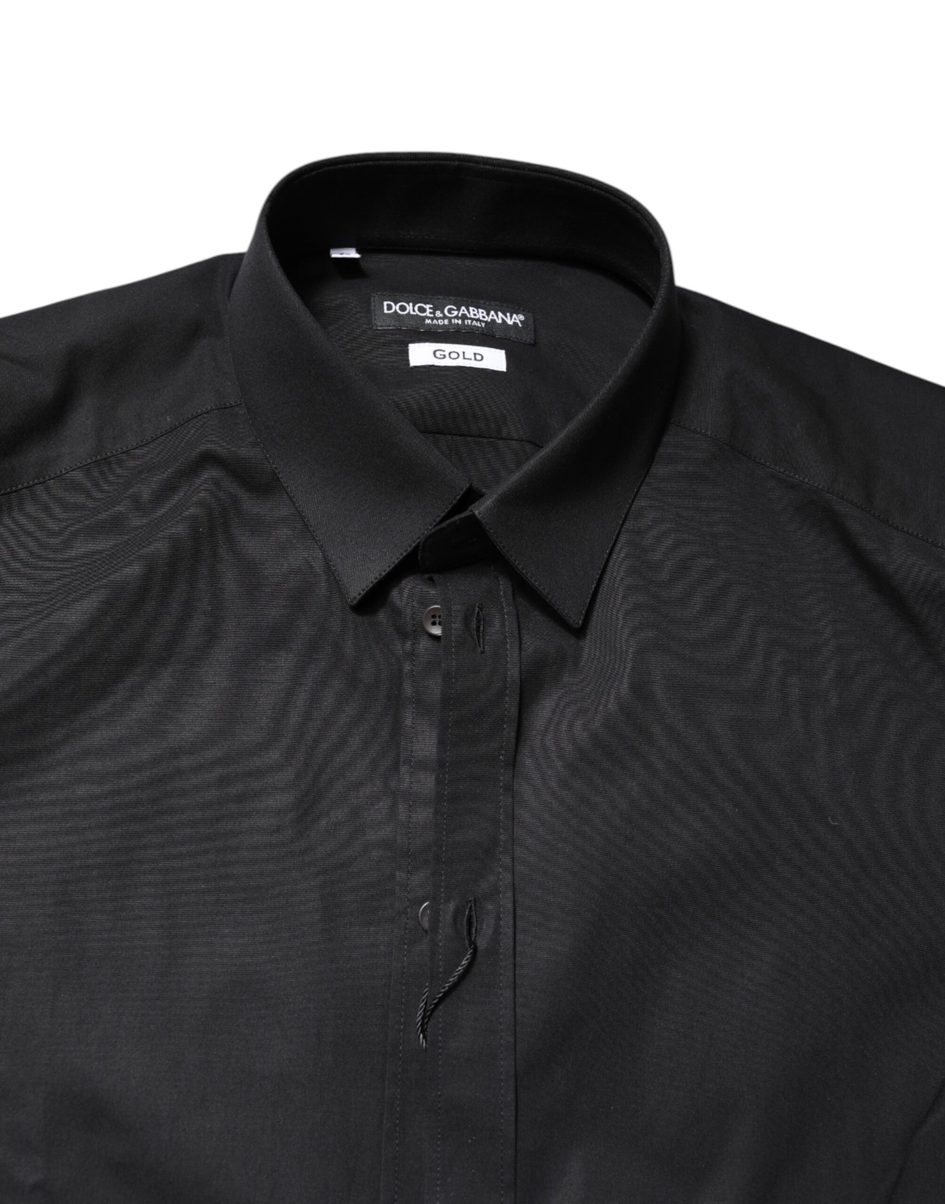 Chemise Dolce & Gabbana noire en coton doré à manches longues