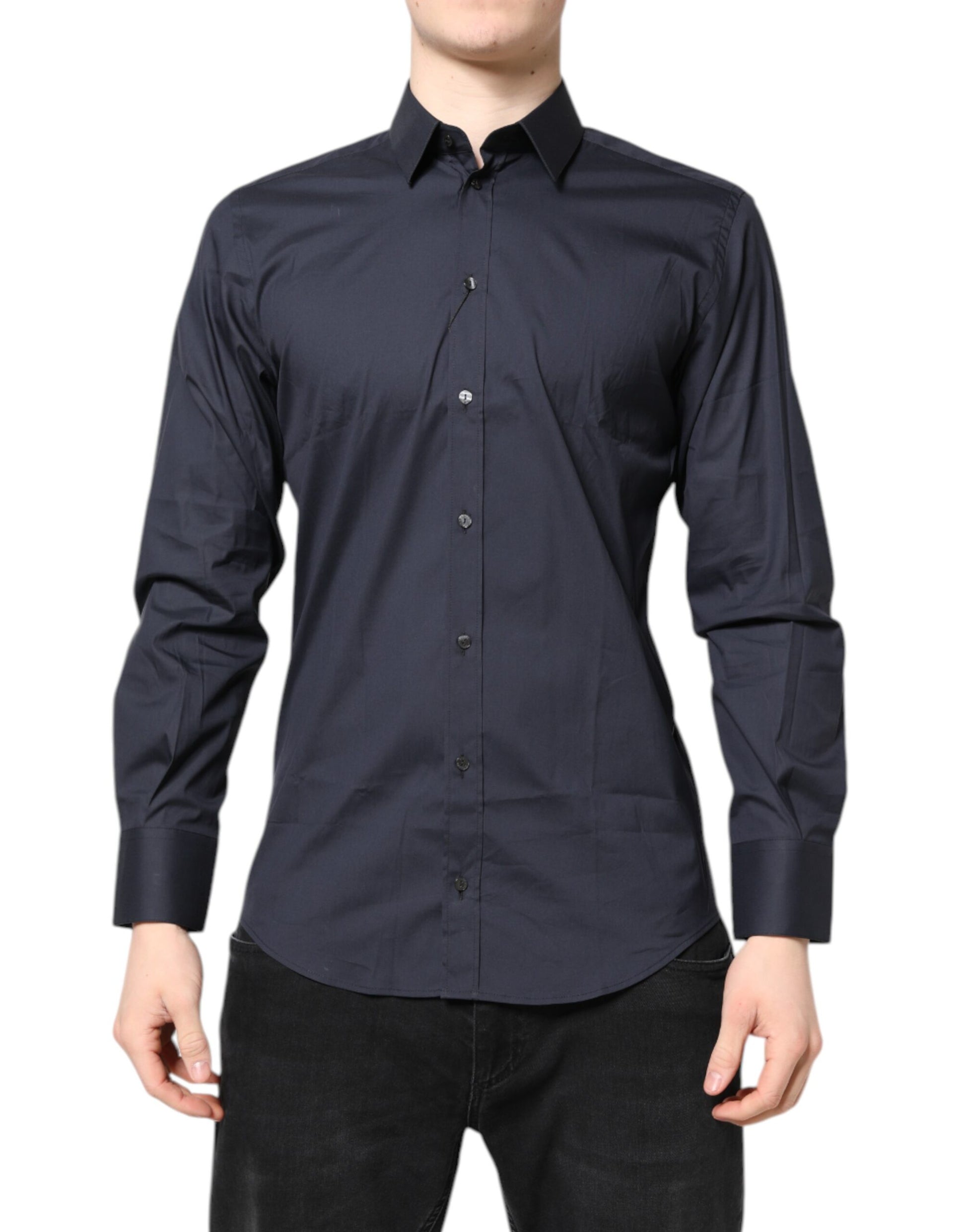 Chemise habillée en coton MARTINI bleu foncé Dolce & Gabbana