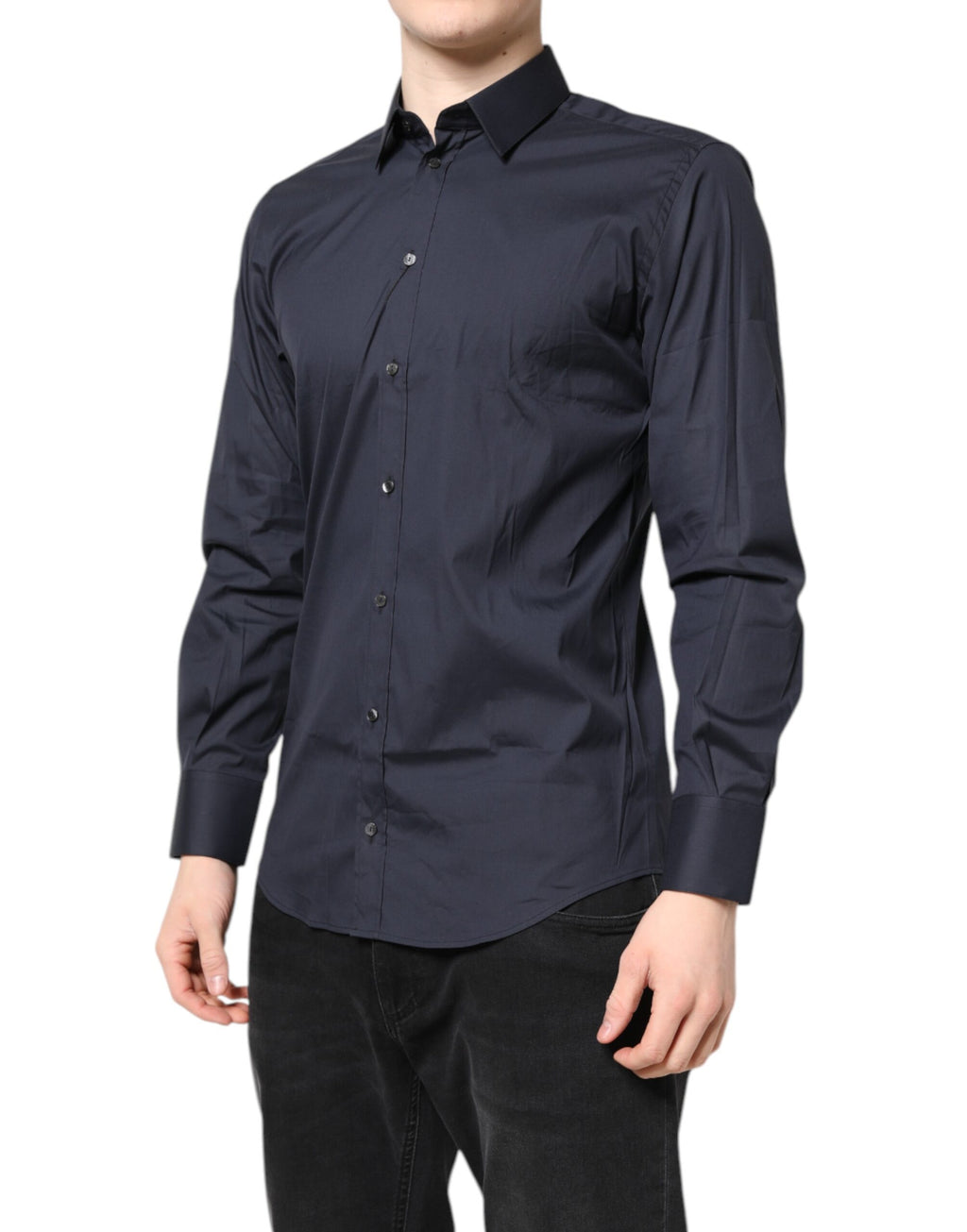Chemise habillée en coton MARTINI bleu foncé Dolce & Gabbana