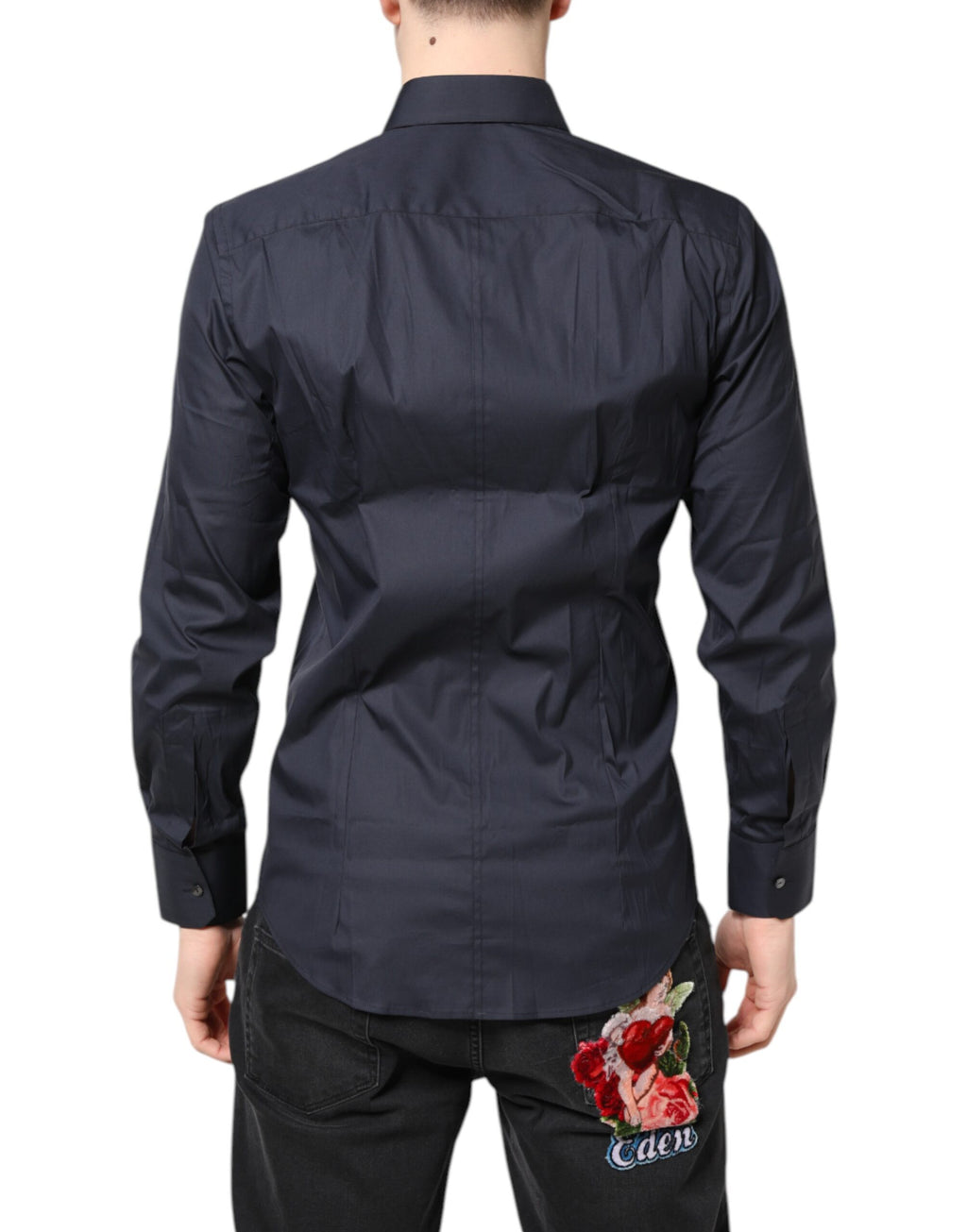 Chemise habillée en coton MARTINI bleu foncé Dolce & Gabbana