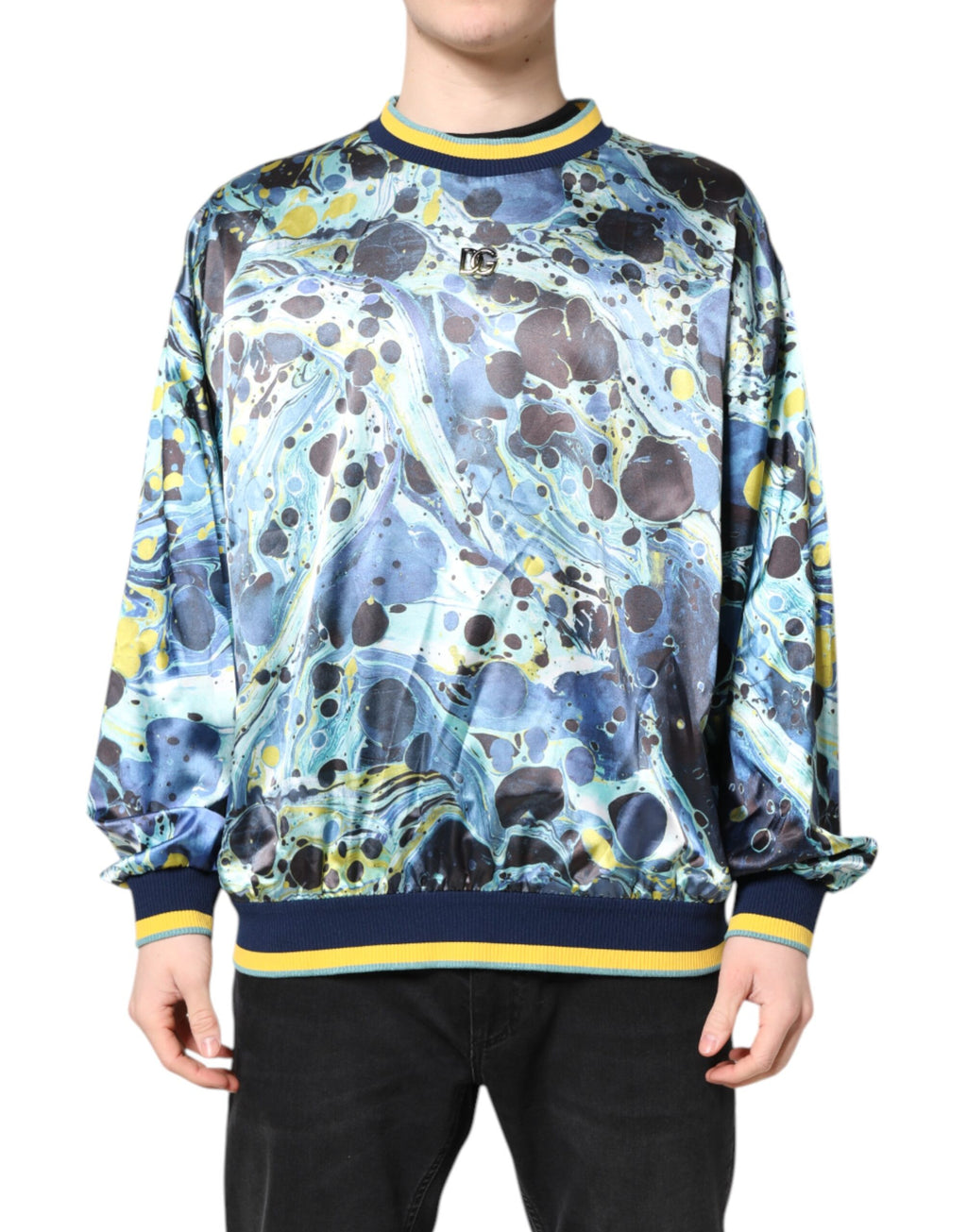 Pull-over homme Dolce & Gabbana en maille à motif marbre multicolore