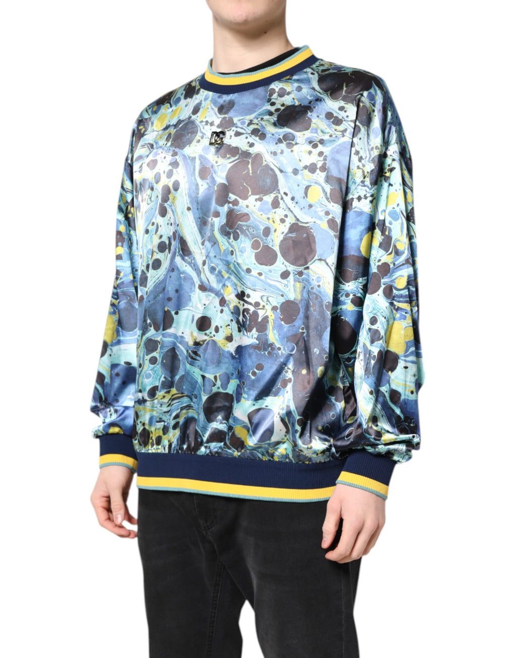 Pull-over homme Dolce & Gabbana en maille à motif marbre multicolore
