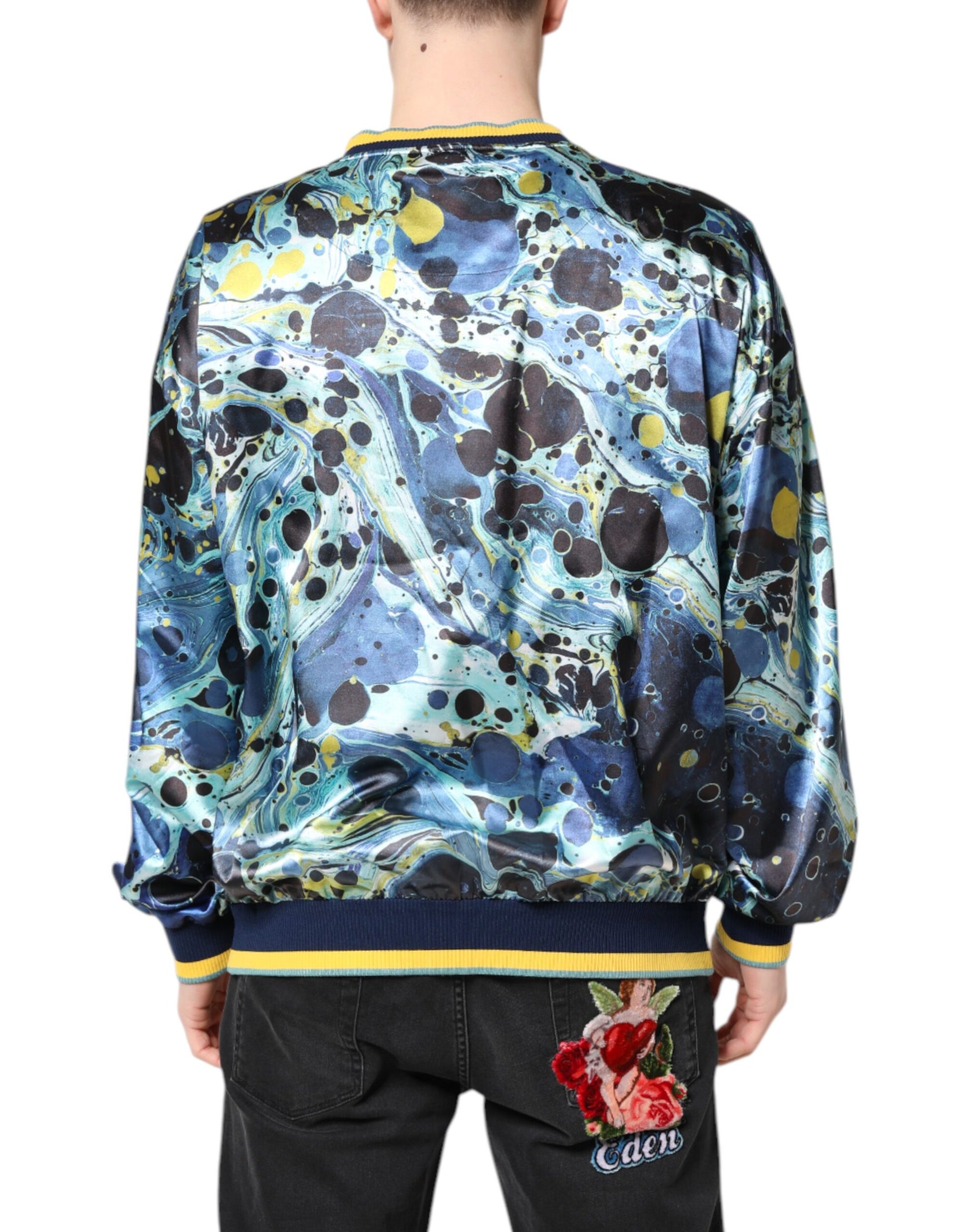 Pull-over homme Dolce & Gabbana en maille à motif marbre multicolore