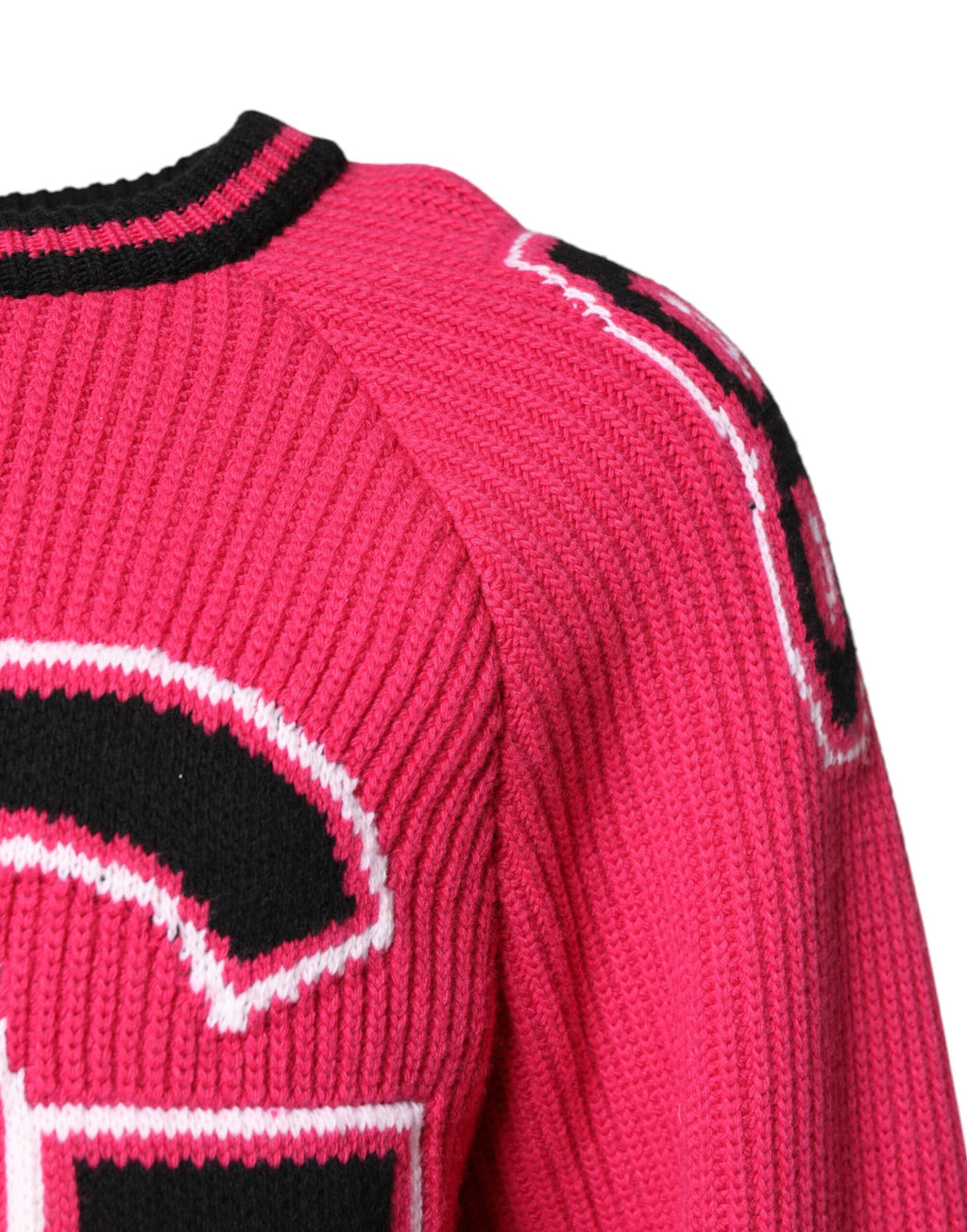 Pull en tricot en coton rose à logo Dolce & Gabbana