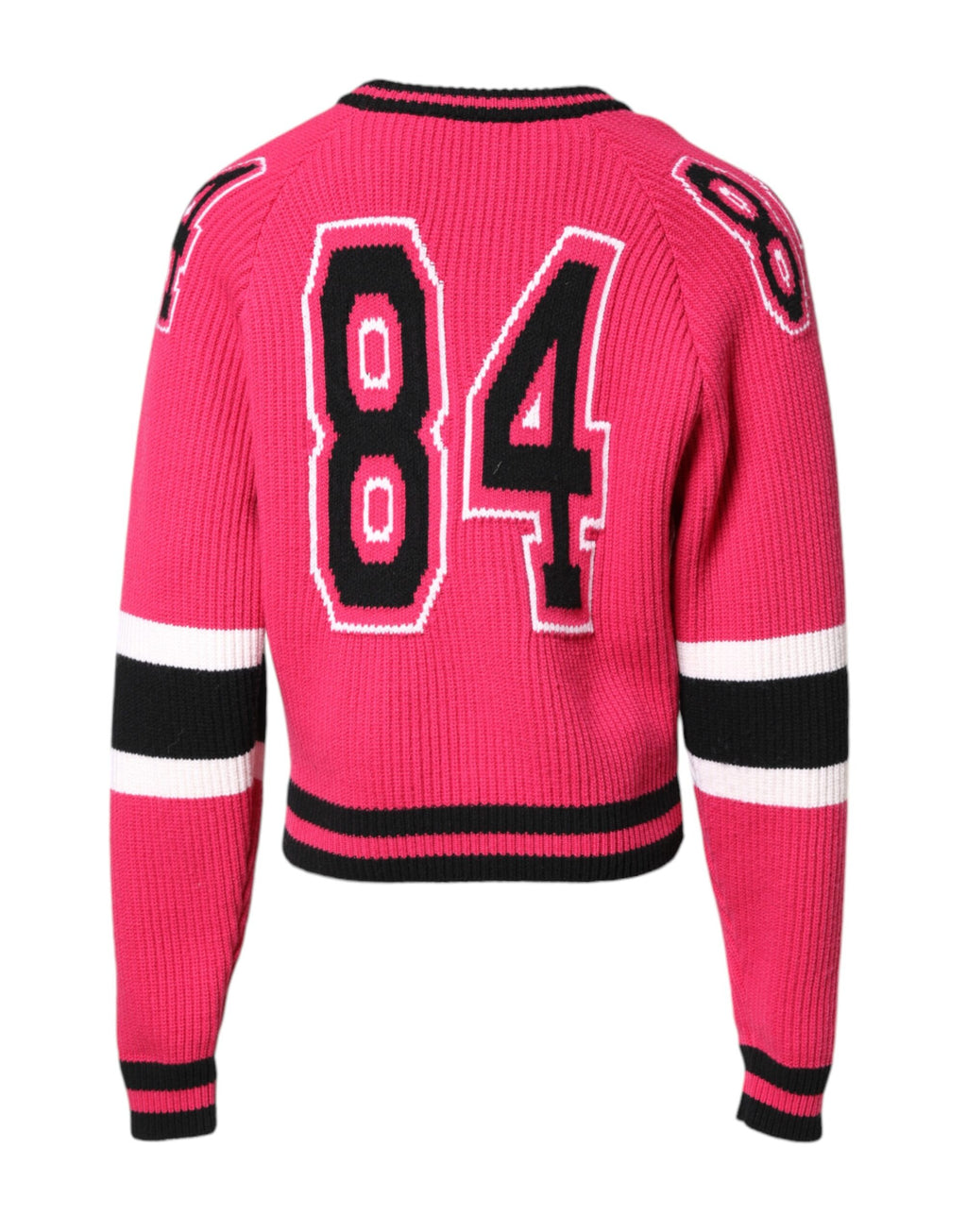 Pull en tricot en coton rose à logo Dolce & Gabbana