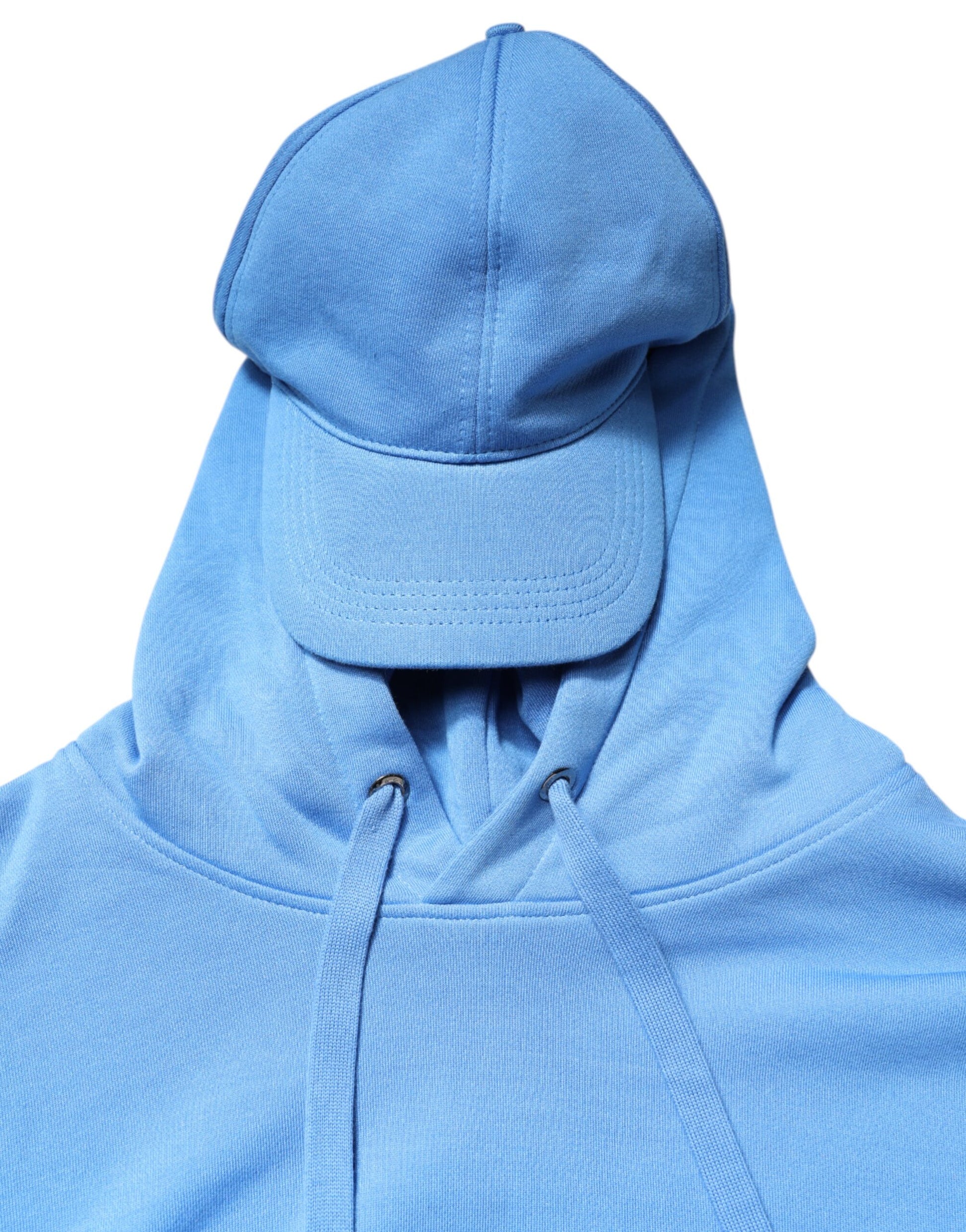 Dolce & Gabbana Blue Cotton Hooded Men Sportswear Vest Sweater