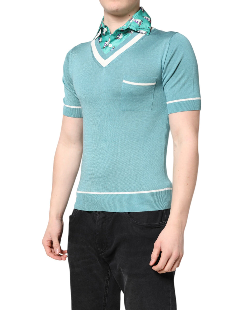 T-shirt Dolce & Gabbana vert imprimé à col et manches courtes