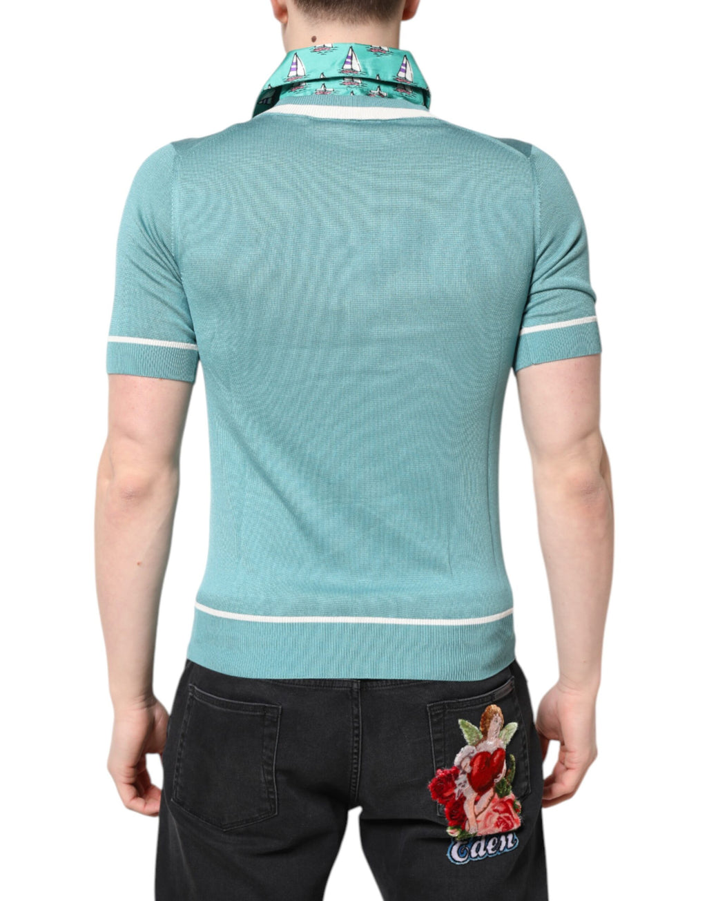 T-shirt Dolce & Gabbana vert imprimé à col et manches courtes
