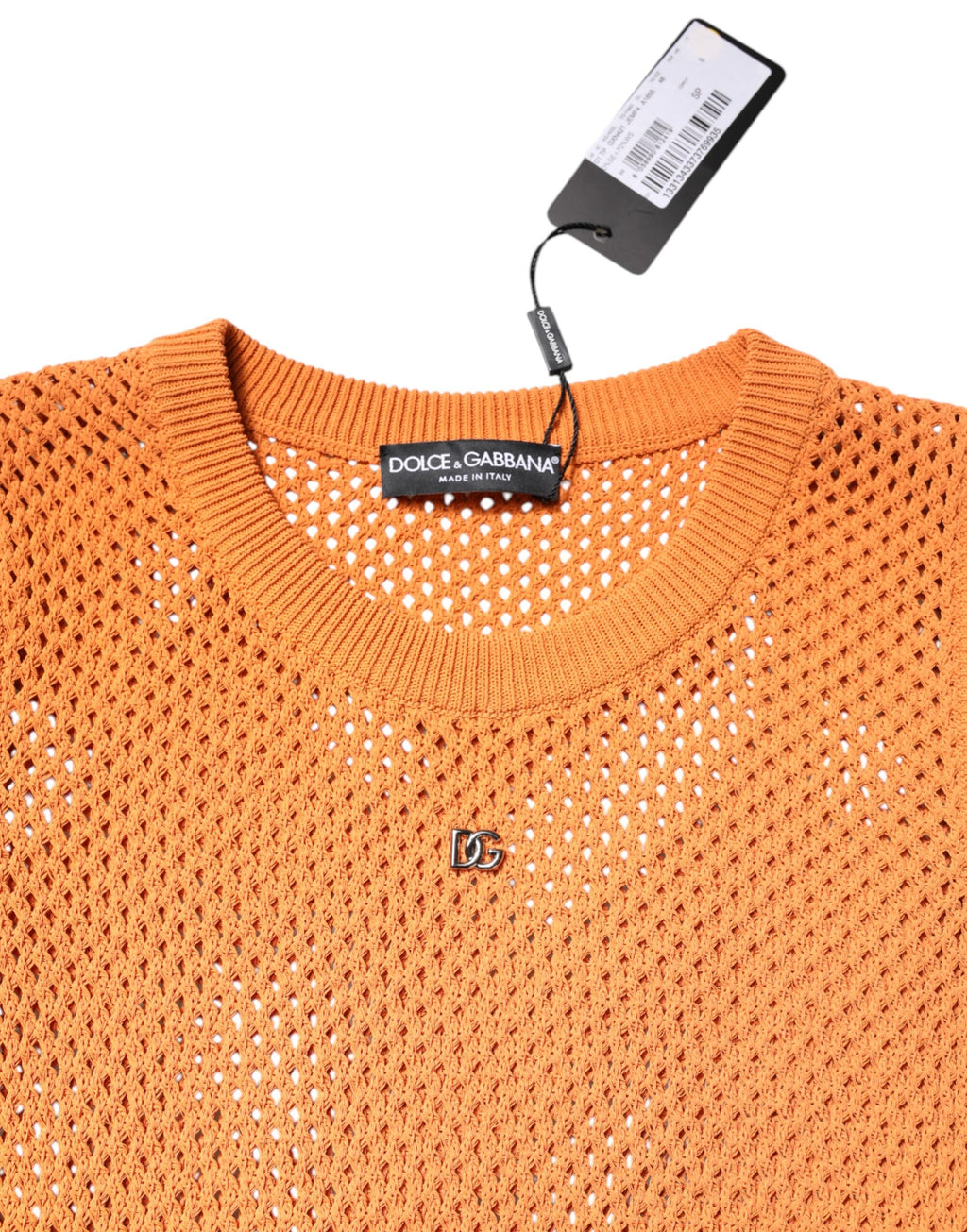 T-shirt sans manches à col rond en cachemire orange Dolce & Gabbana