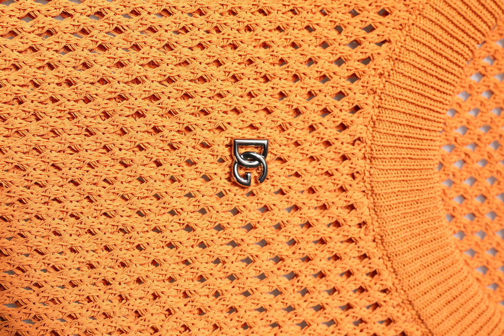 T-shirt sans manches à col rond en cachemire orange Dolce & Gabbana