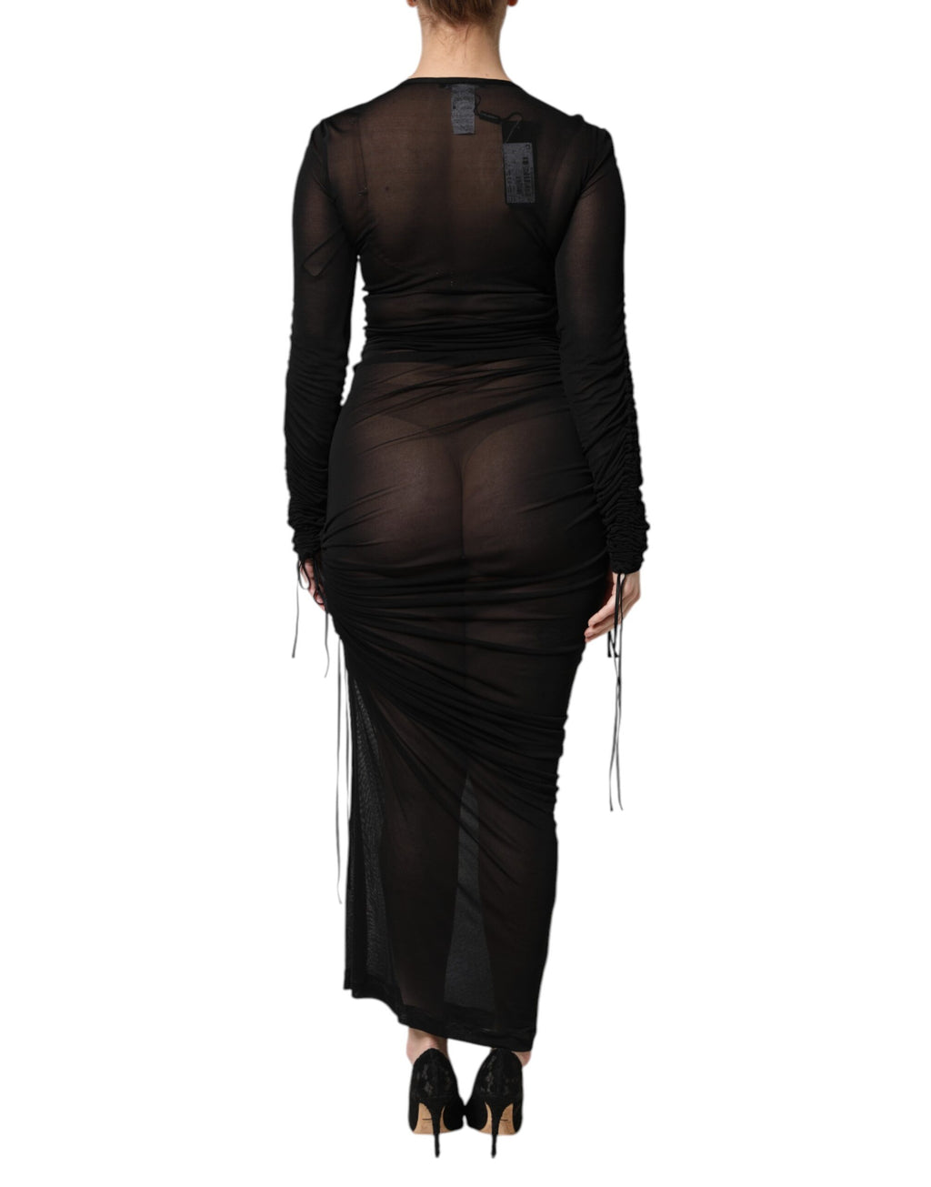 Robe longue moulante Dolce & Gabbana noire avec finitions en maille