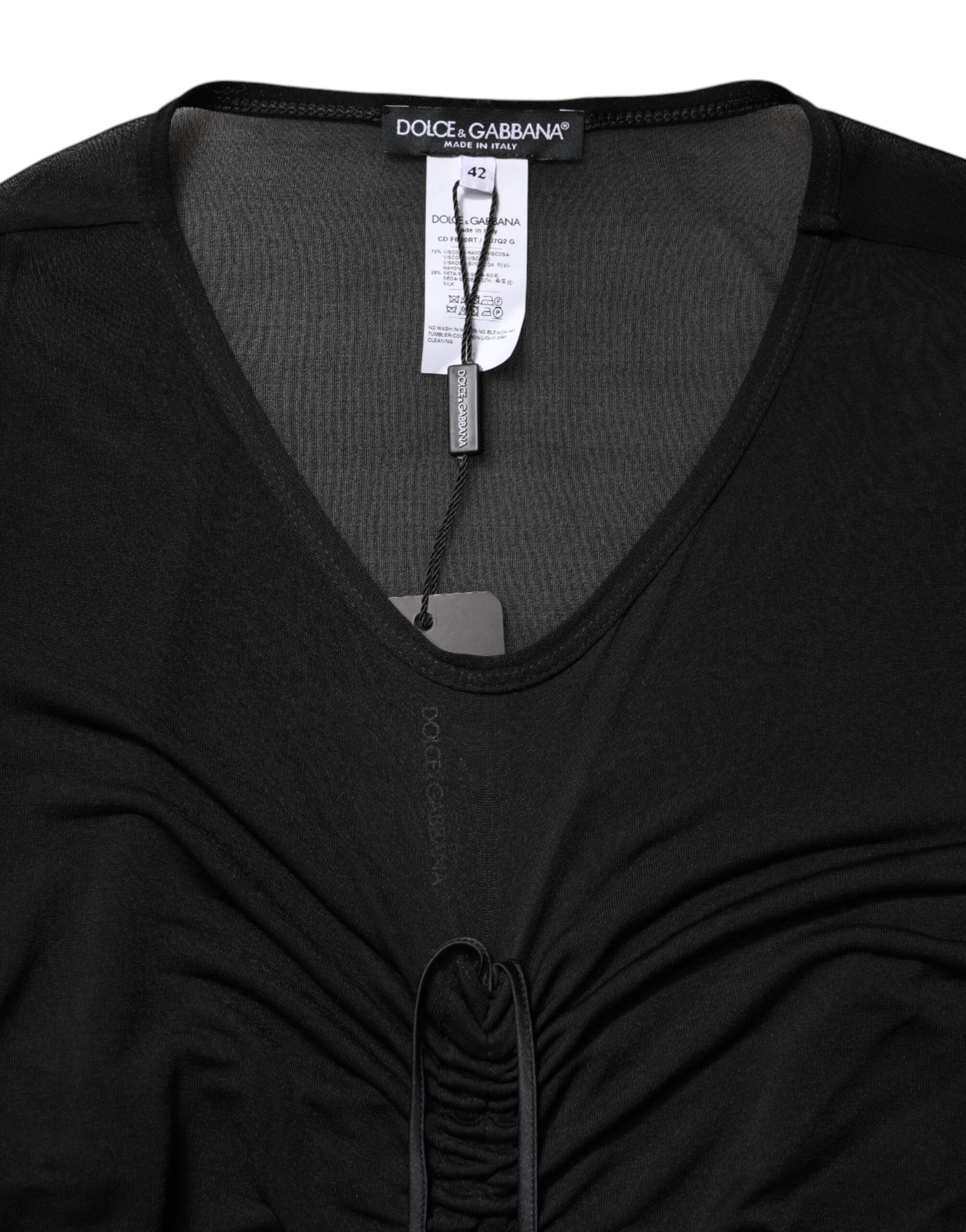 Robe longue moulante Dolce & Gabbana noire avec finitions en maille