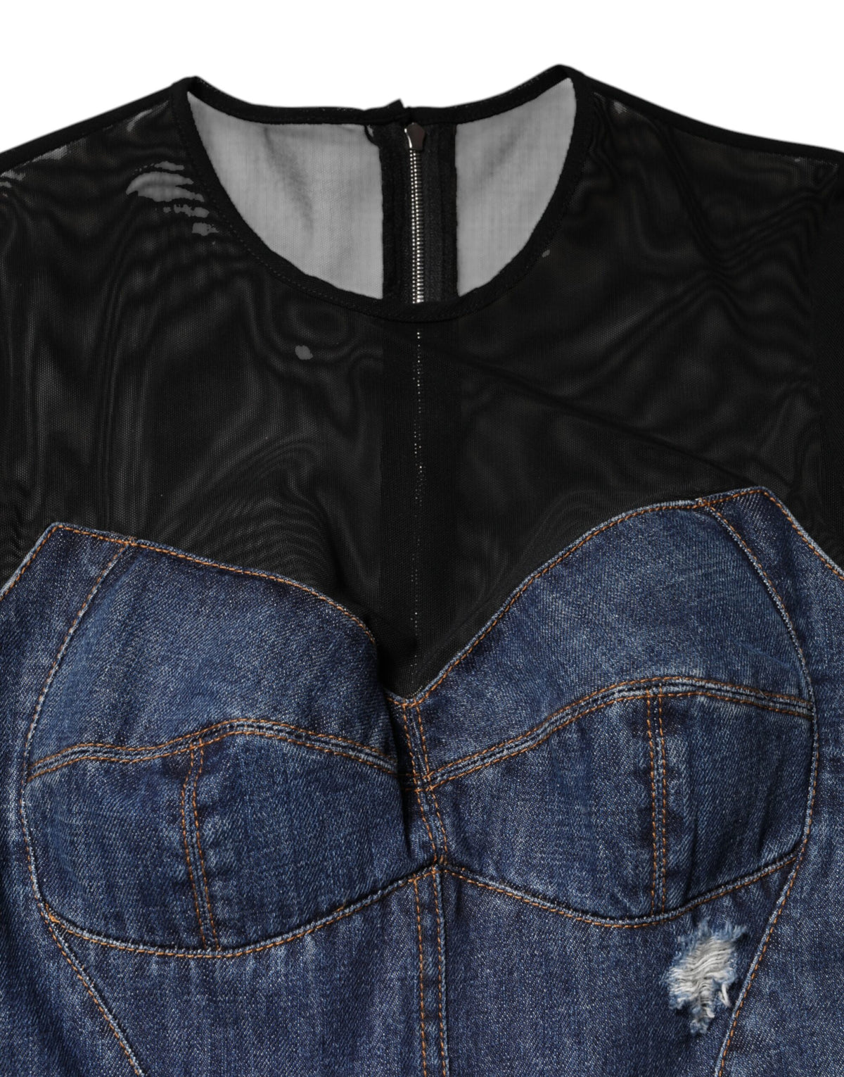 Mini-robe en jean noire et bleue à manches longues Dolce & Gabbana