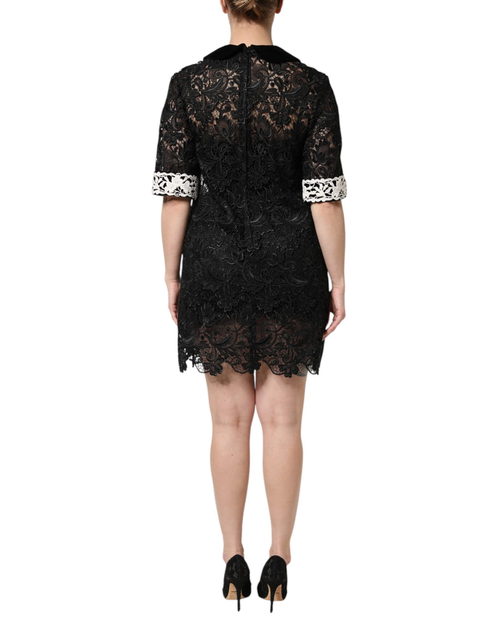 Mini-robe Dolce & Gabbana en dentelle florale noire ornée