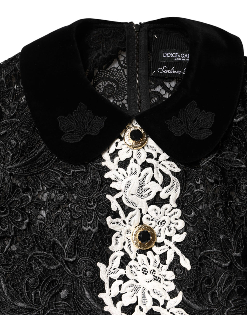 Mini-robe Dolce & Gabbana en dentelle florale noire ornée