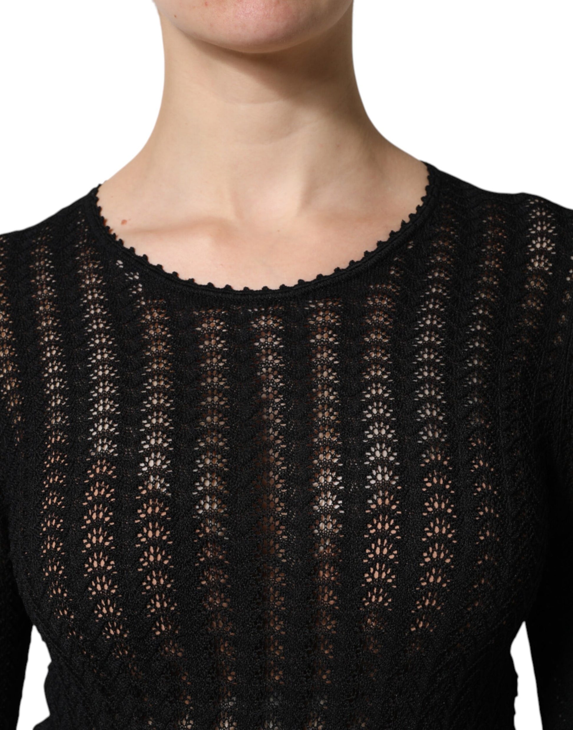Robe midi évasée Dolce & Gabbana en cachemire noir à manches longues