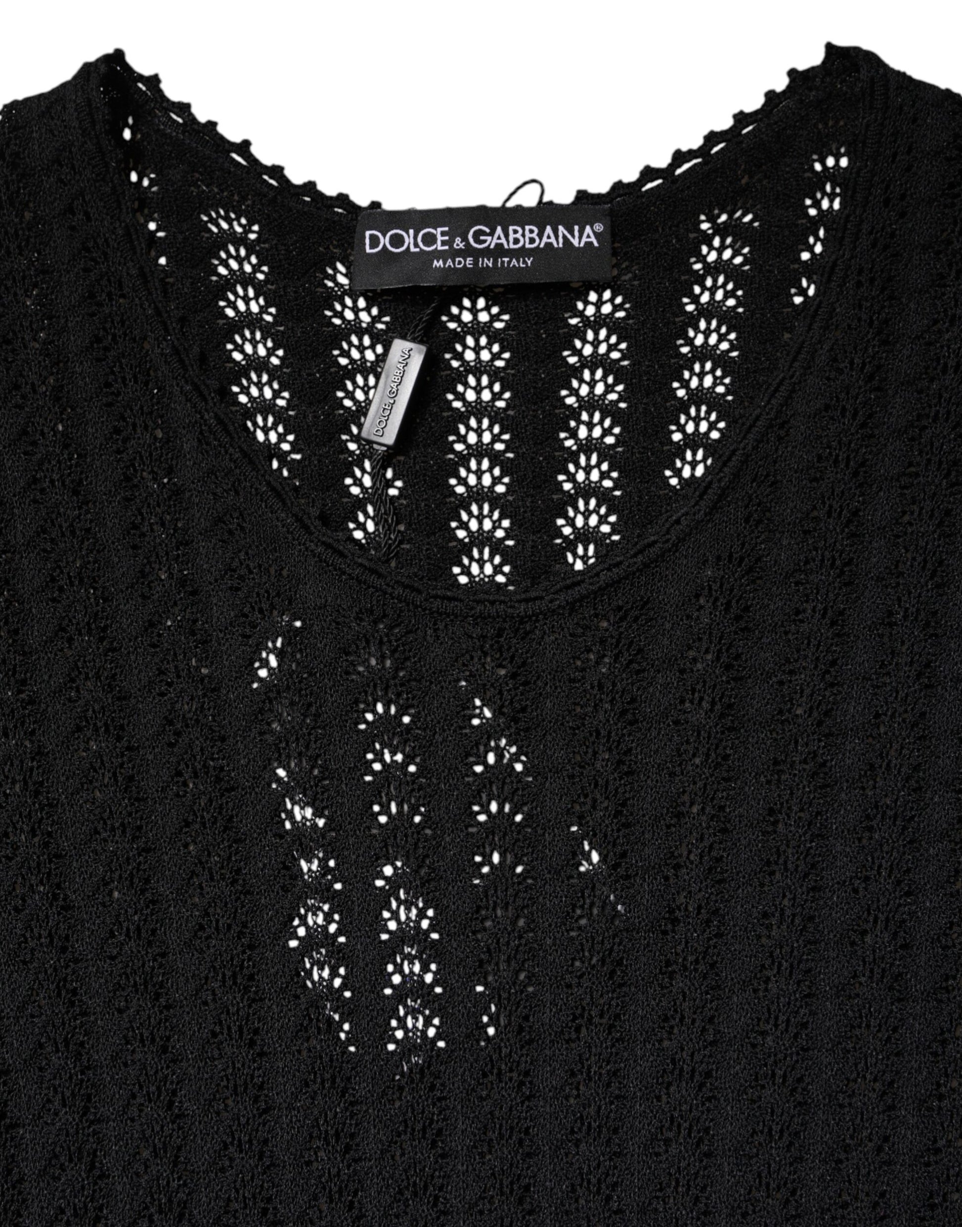 Robe midi évasée Dolce & Gabbana en cachemire noir à manches longues