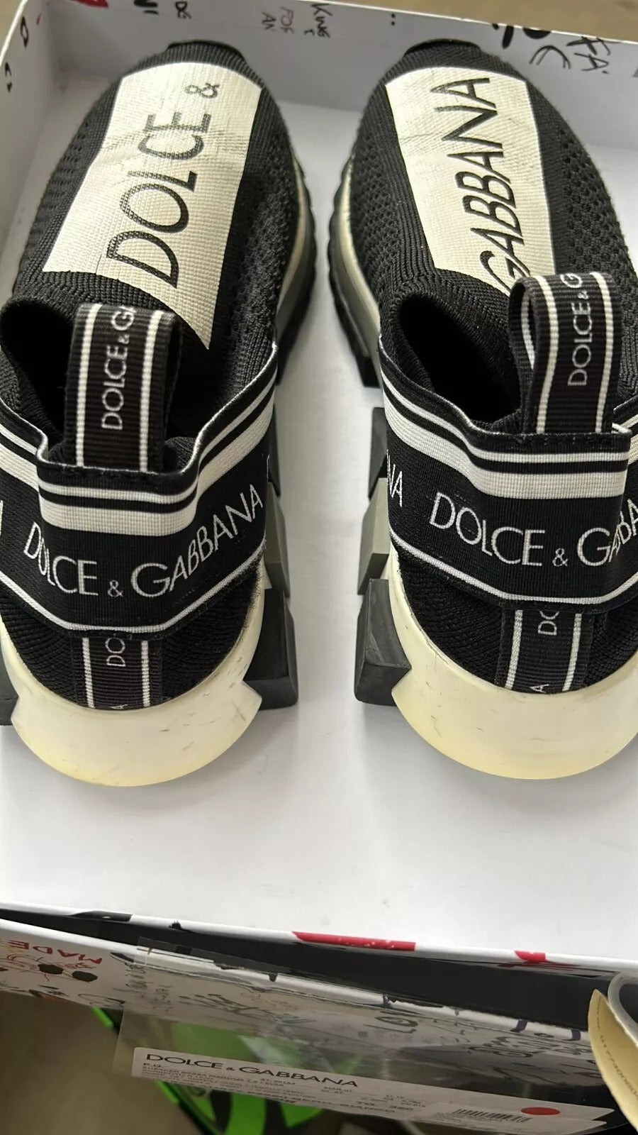 Chaussures Baskets Dolce & Gabbana Sorrento Noir Blanc à Enfiler
