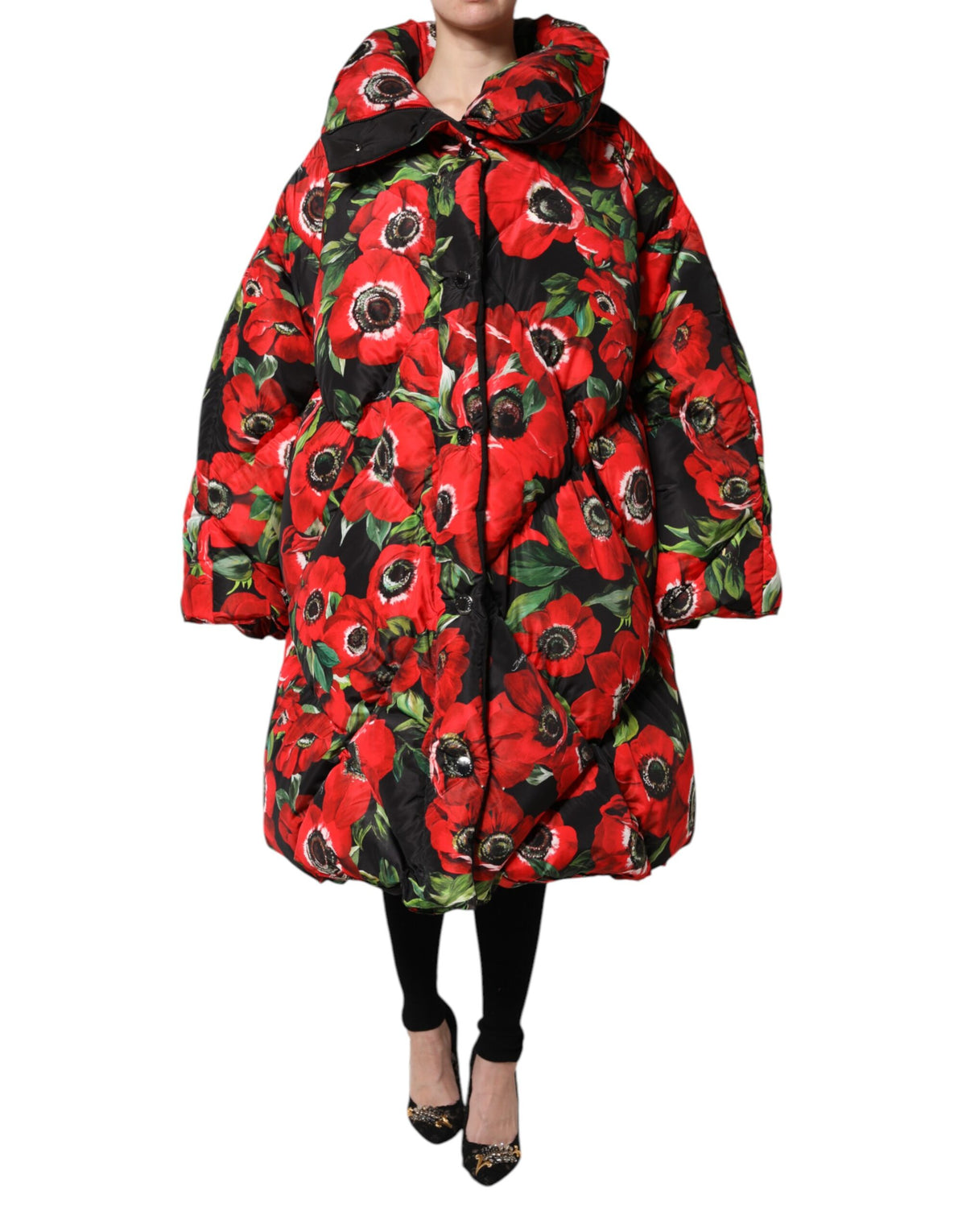 Dolce & Gabbana Gepolsterte Jacke mit durchgehendem Reißverschluss und mehrfarbigem Blumenmuster