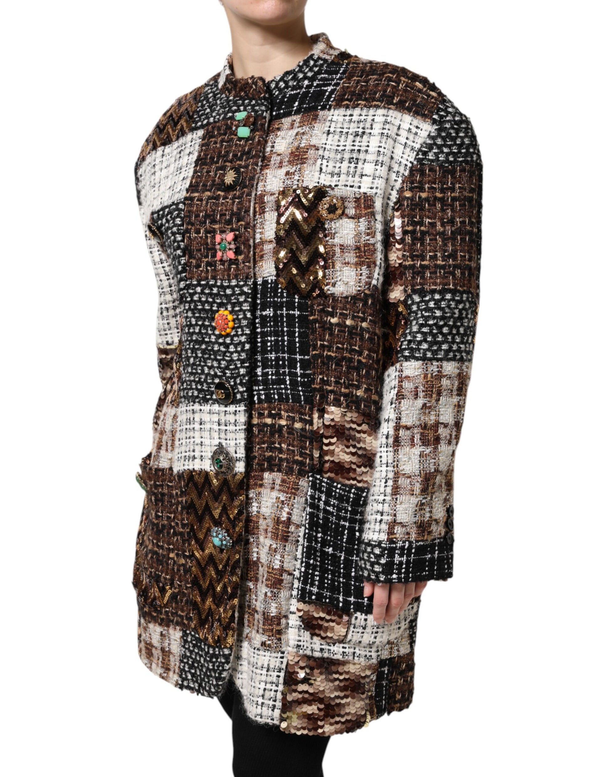 Veste boutonnée patchwork multicolore Dolce & Gabbana