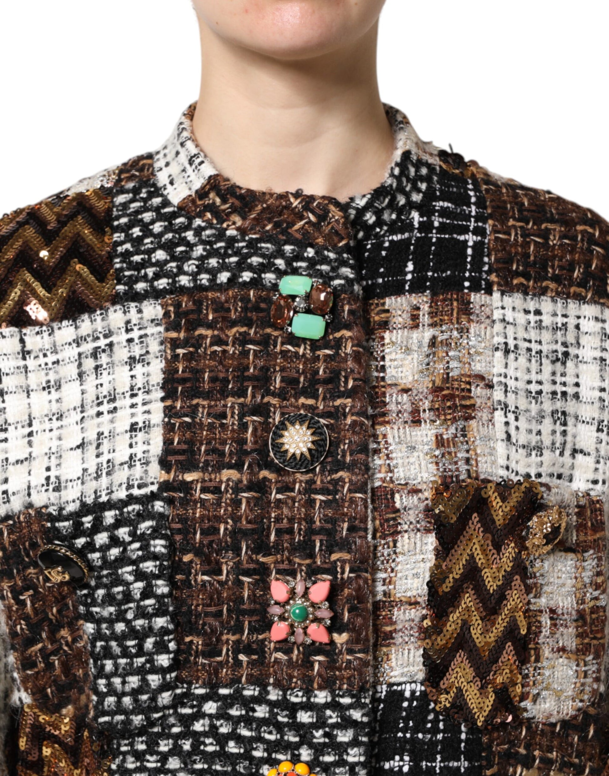 Veste boutonnée patchwork multicolore Dolce & Gabbana
