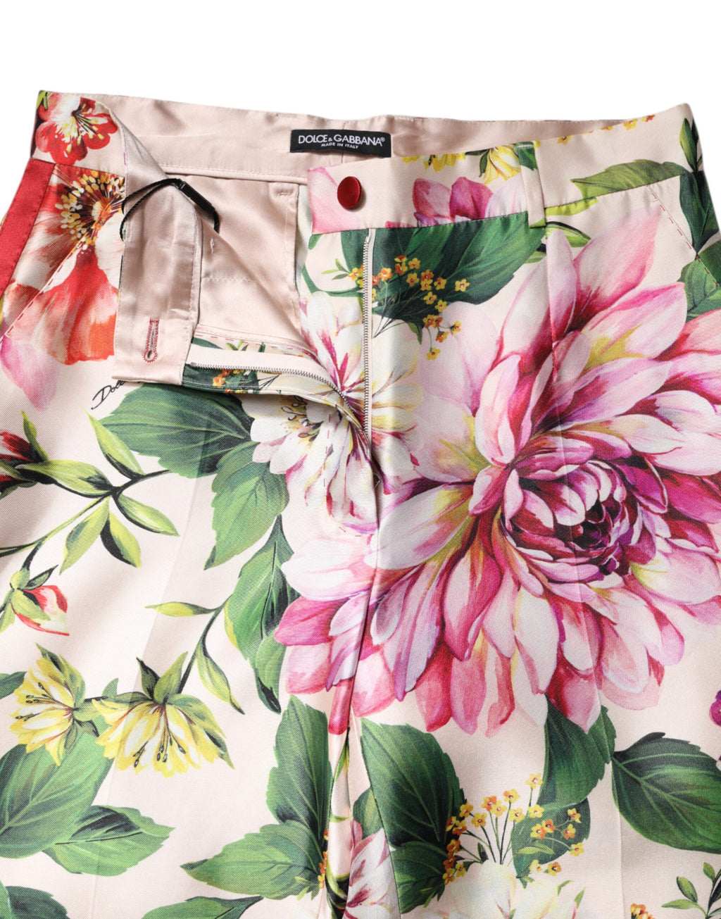 Pantalon droit taille haute à imprimé floral multicolore Dolce & Gabbana