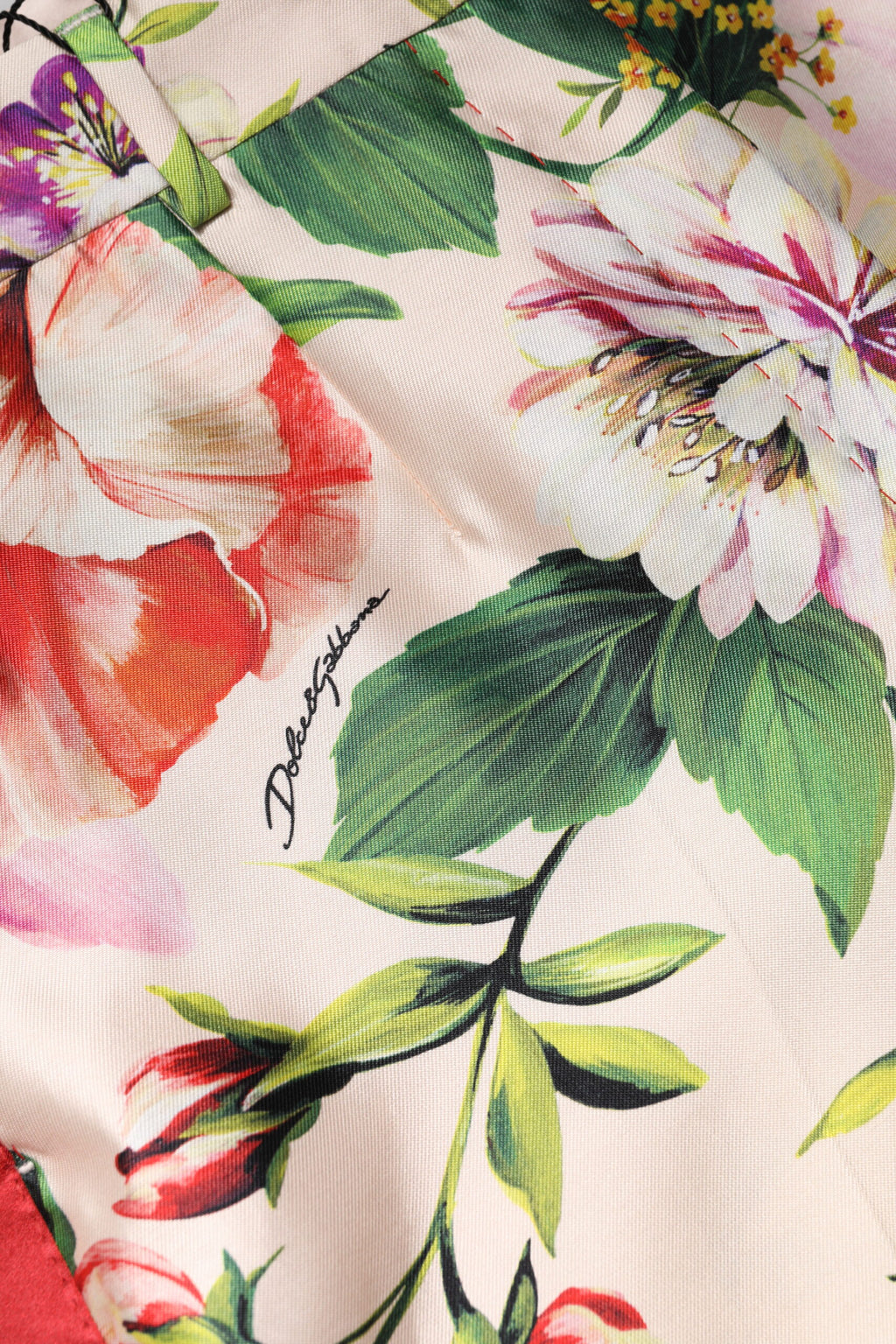 Pantalon droit taille haute à imprimé floral multicolore Dolce & Gabbana