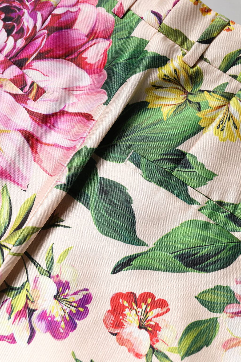 Pantalon droit taille haute à imprimé floral multicolore Dolce & Gabbana