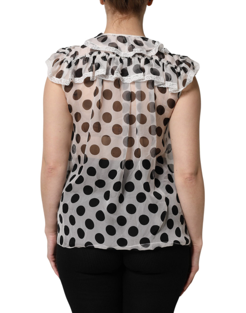 Top sans manches en coton à pois noirs et blancs Dolce & Gabbana