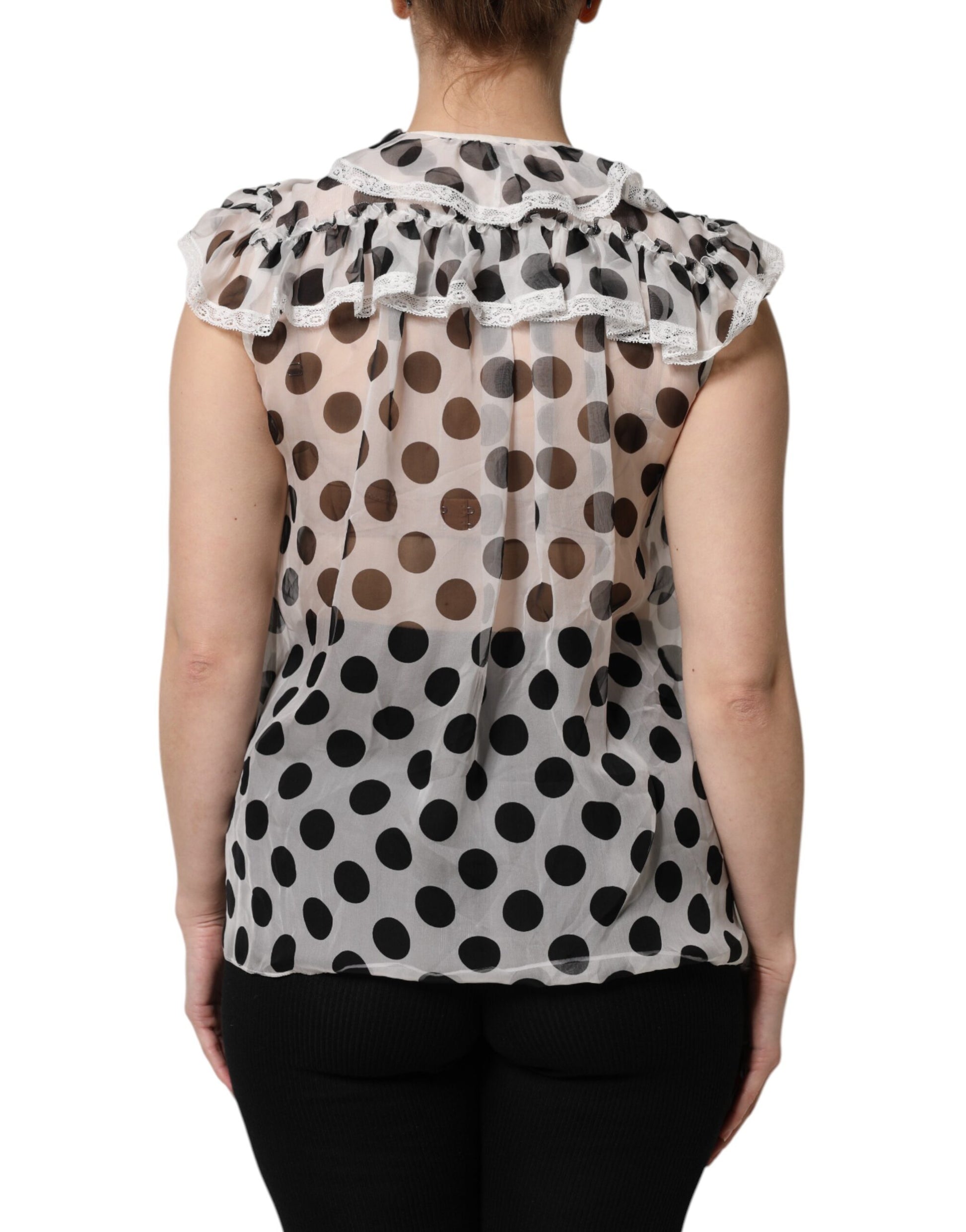 Top sans manches en coton à pois noirs et blancs Dolce & Gabbana
