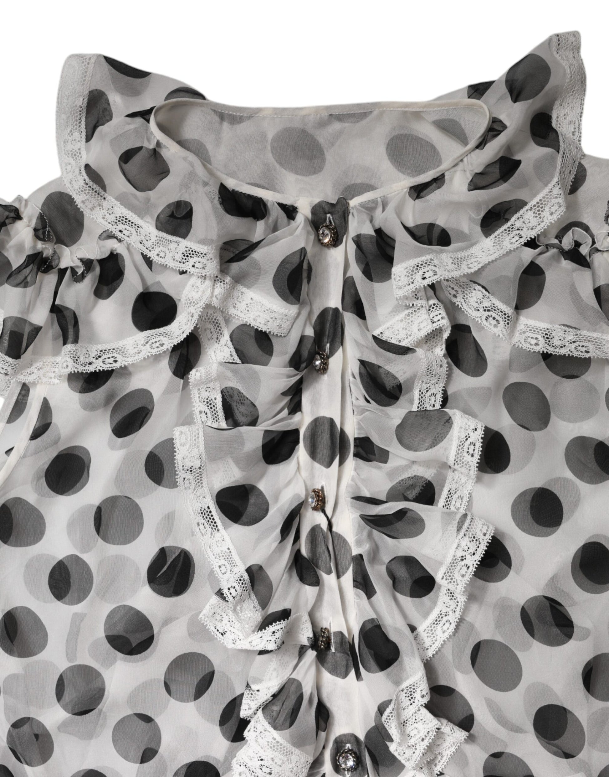 Top sans manches en coton à pois noirs et blancs Dolce & Gabbana
