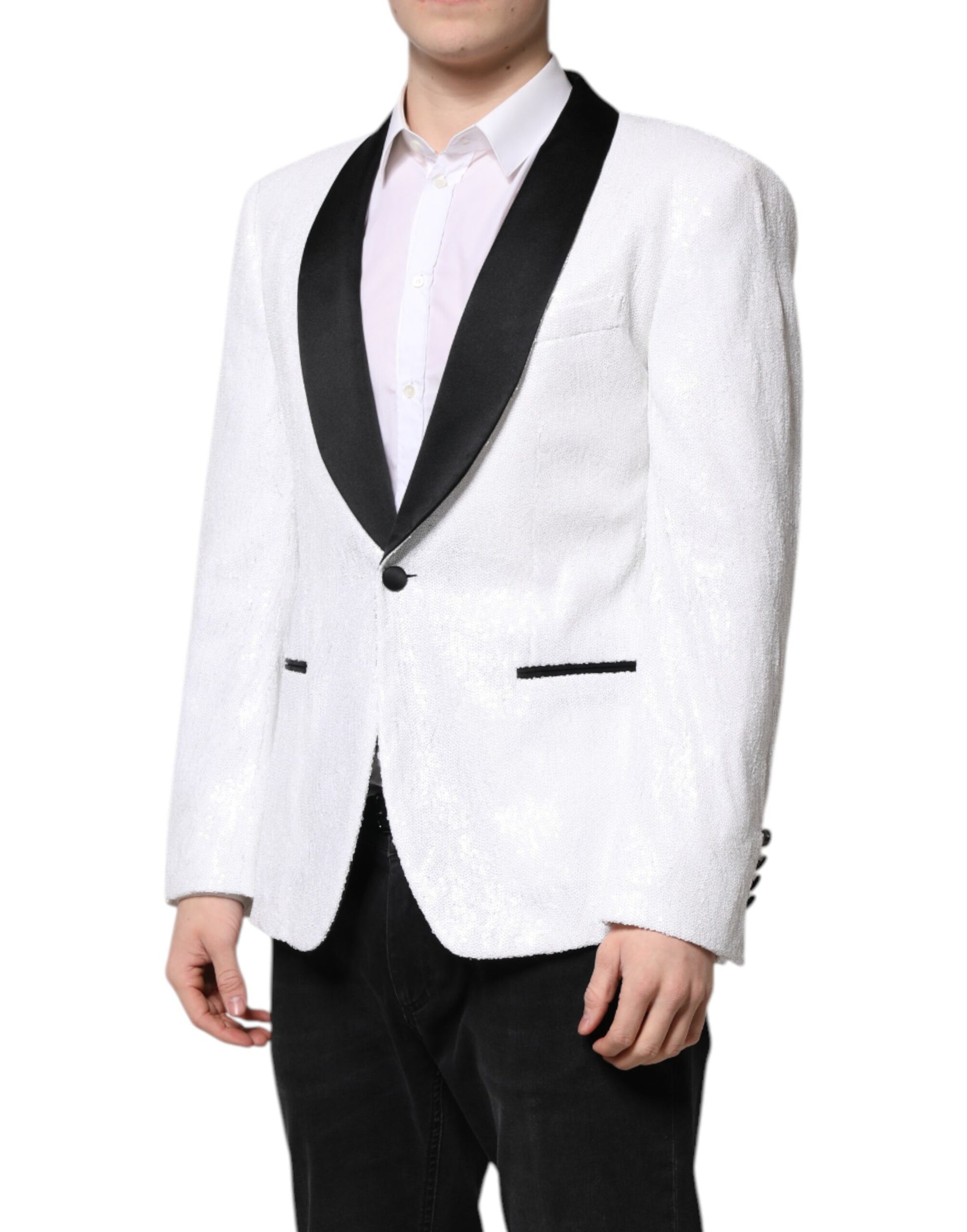 Manteau-Blazer Simple Boutonnage en Nylon Blanc Dolce & Gabbana