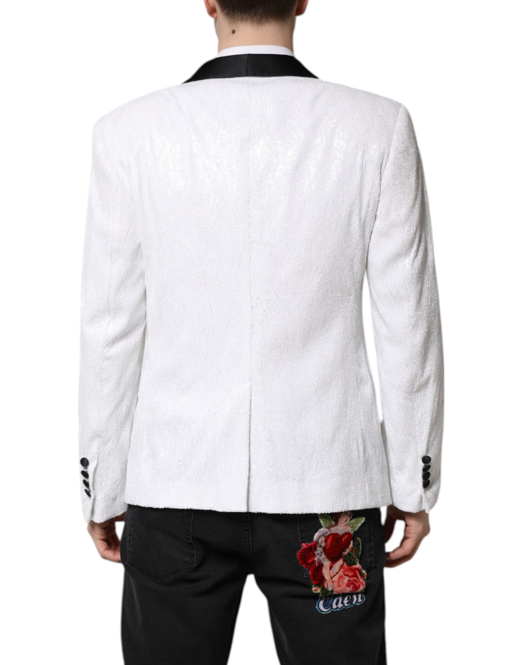 Manteau-Blazer Simple Boutonnage en Nylon Blanc Dolce & Gabbana