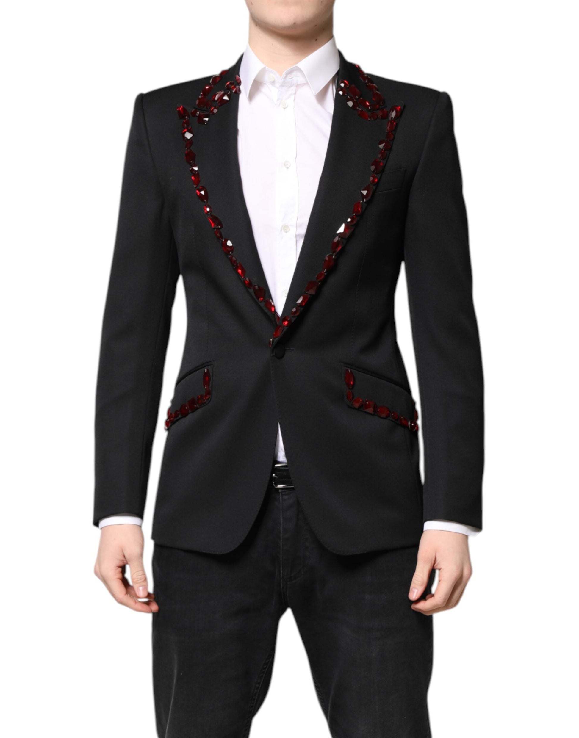 Veste-manteau Dolce & Gabbana noire SICILIA ornée de cristaux