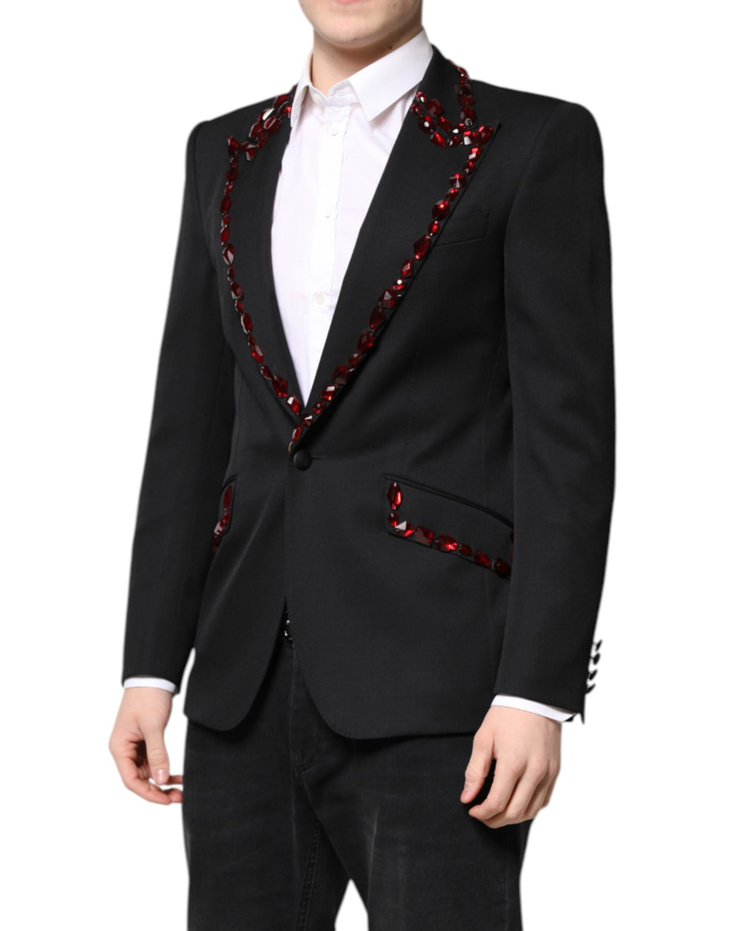 Veste-manteau Dolce & Gabbana noire SICILIA ornée de cristaux