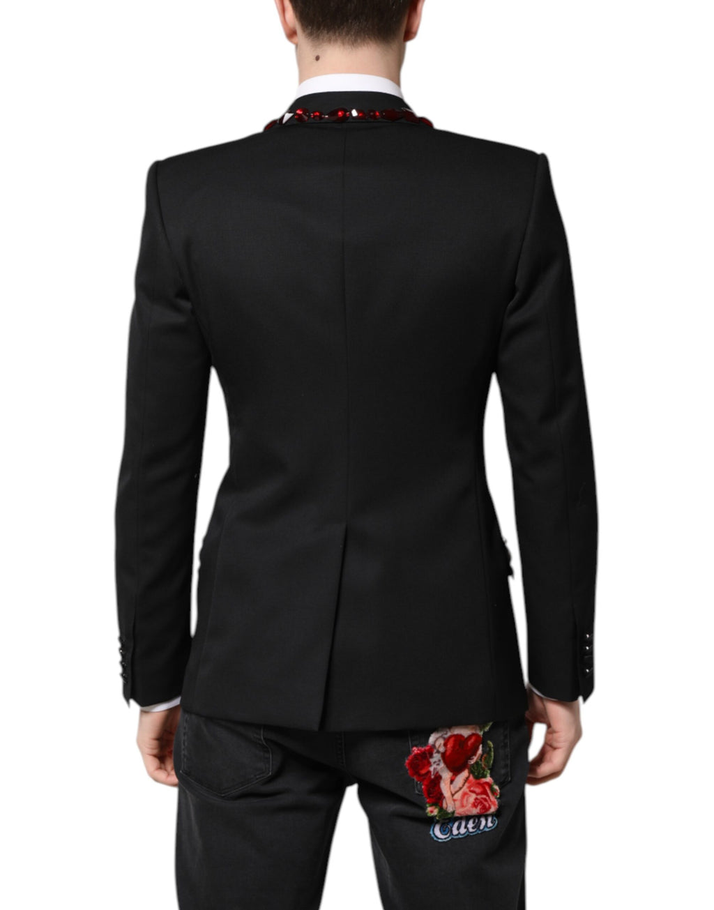 Veste-manteau Dolce & Gabbana noire SICILIA ornée de cristaux