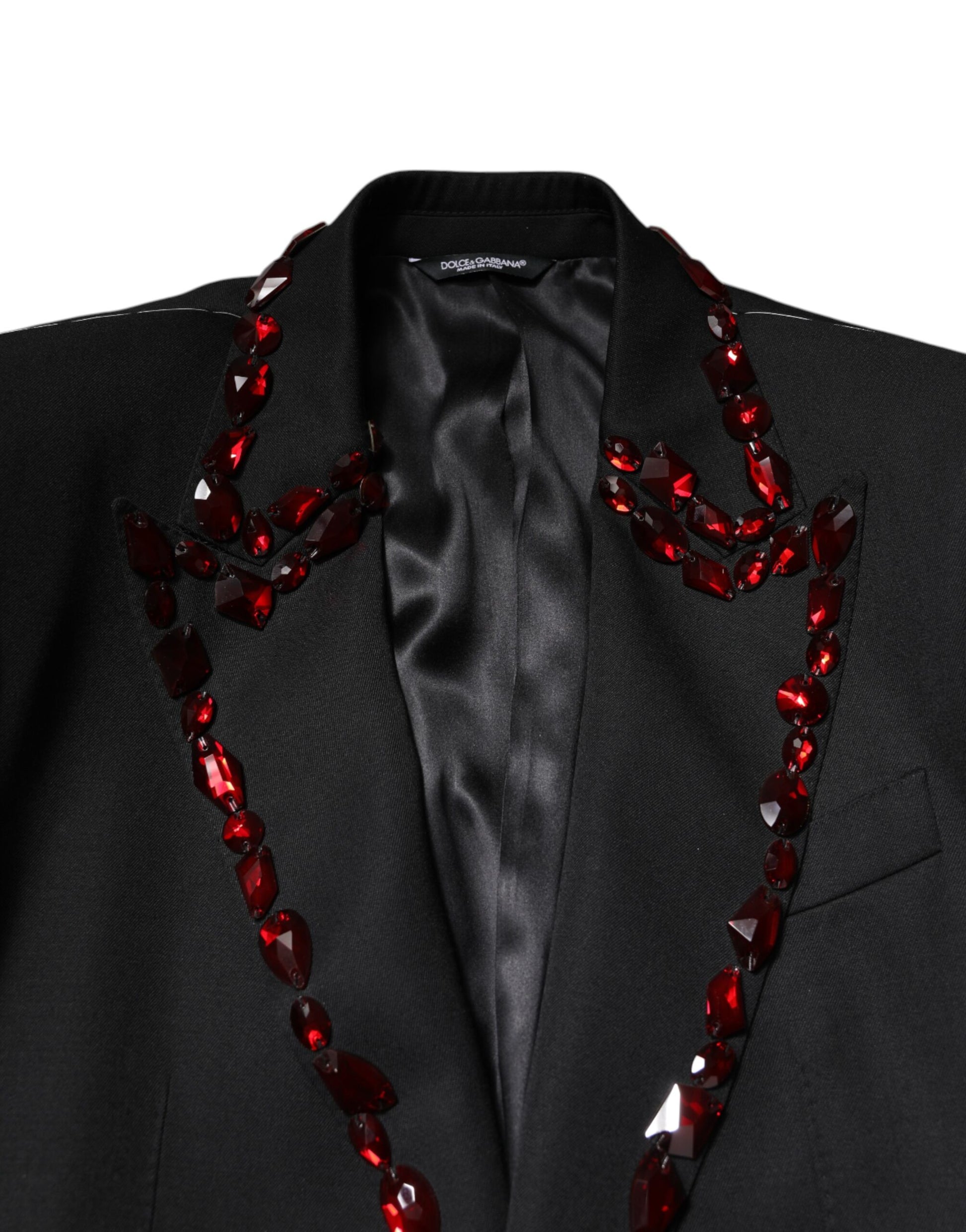 Veste-manteau Dolce & Gabbana noire SICILIA ornée de cristaux