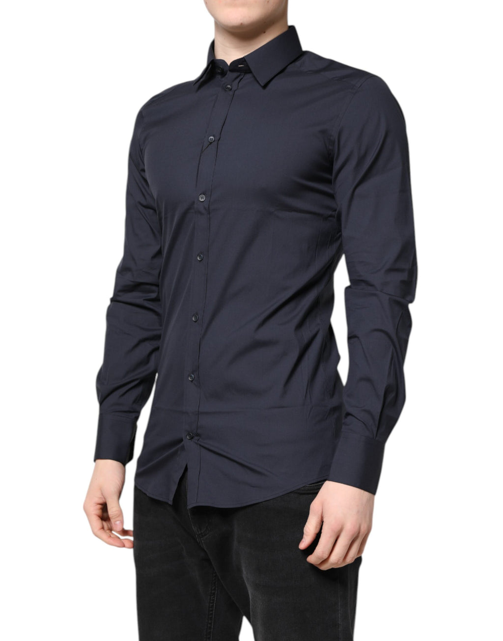 Chemise habillée Dolce & Gabbana bleu foncé en coton doré