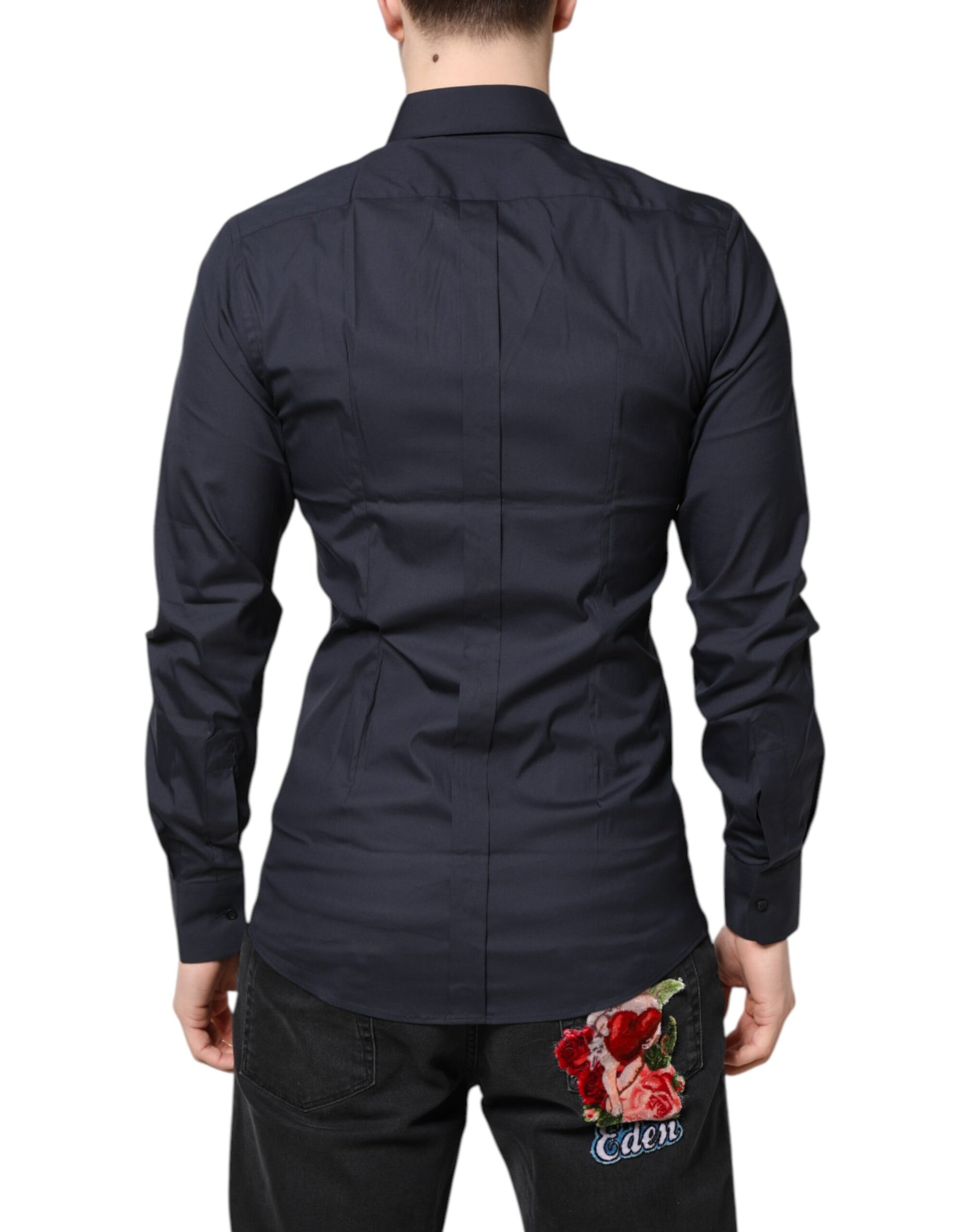 Chemise habillée Dolce & Gabbana bleu foncé en coton doré
