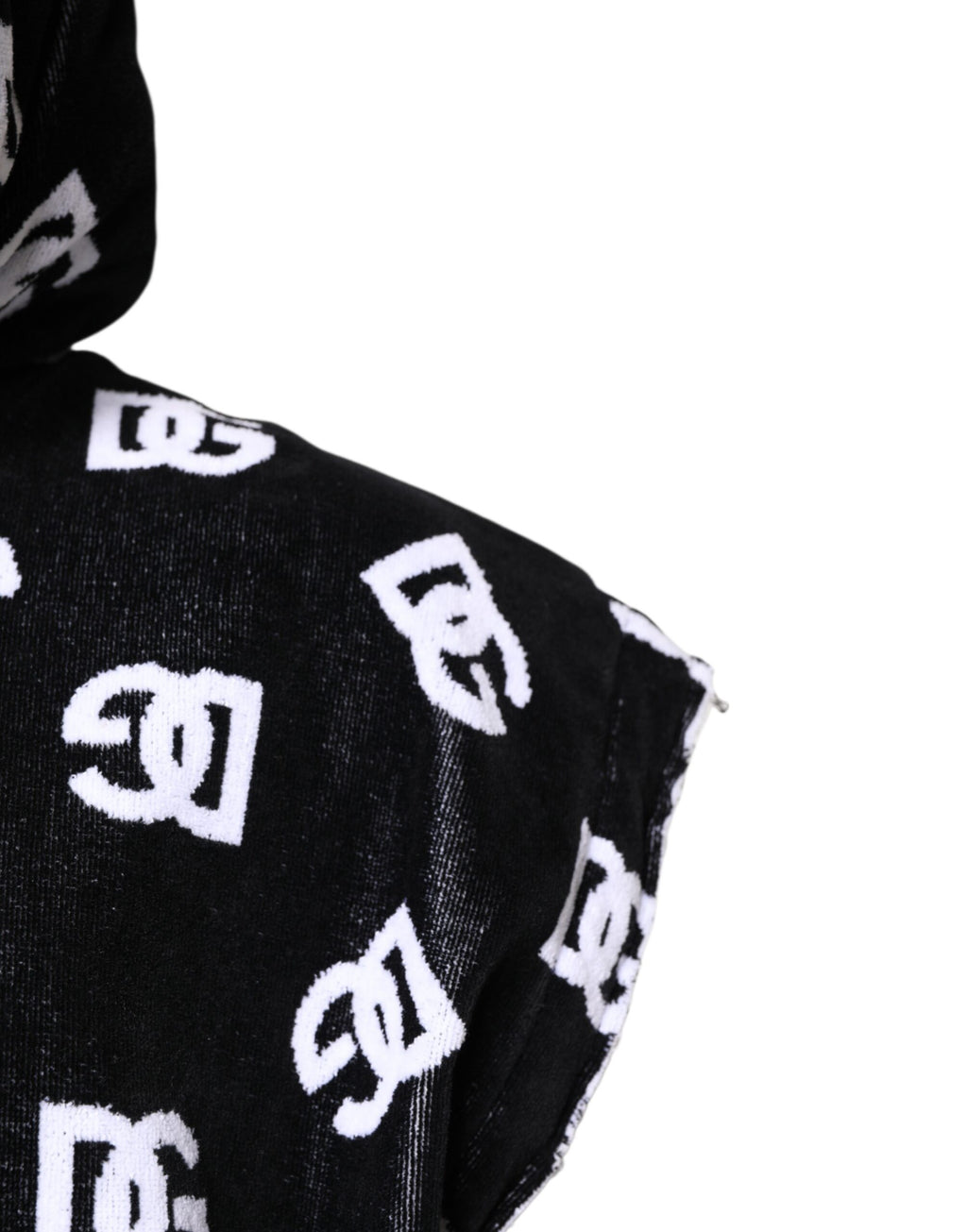 Sweat-shirt sans manches à capuche en coton noir DG Dolce & Gabbana
