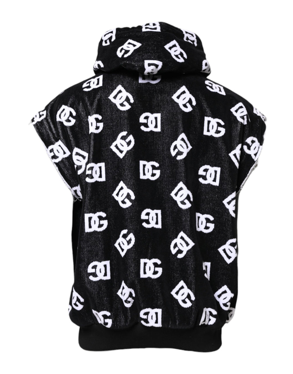 Sweat-shirt sans manches à capuche en coton noir DG Dolce & Gabbana