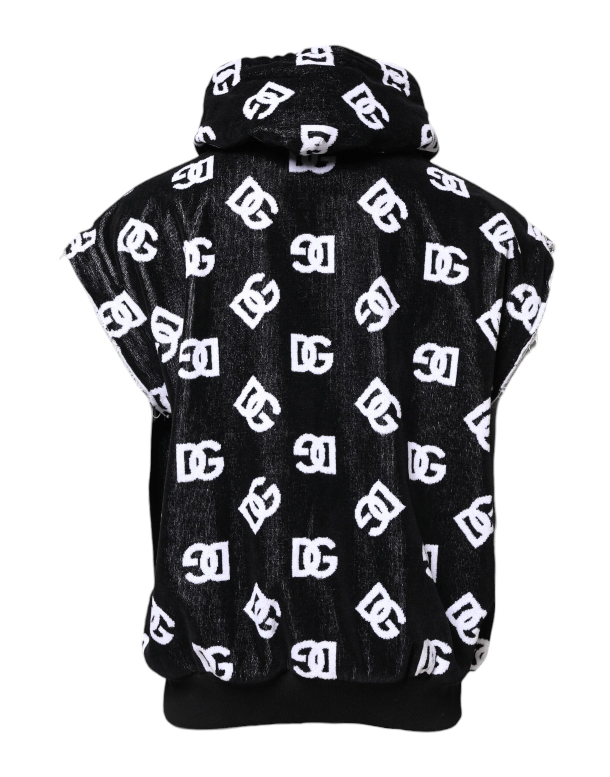 Sweat-shirt sans manches à capuche en coton noir DG Dolce & Gabbana