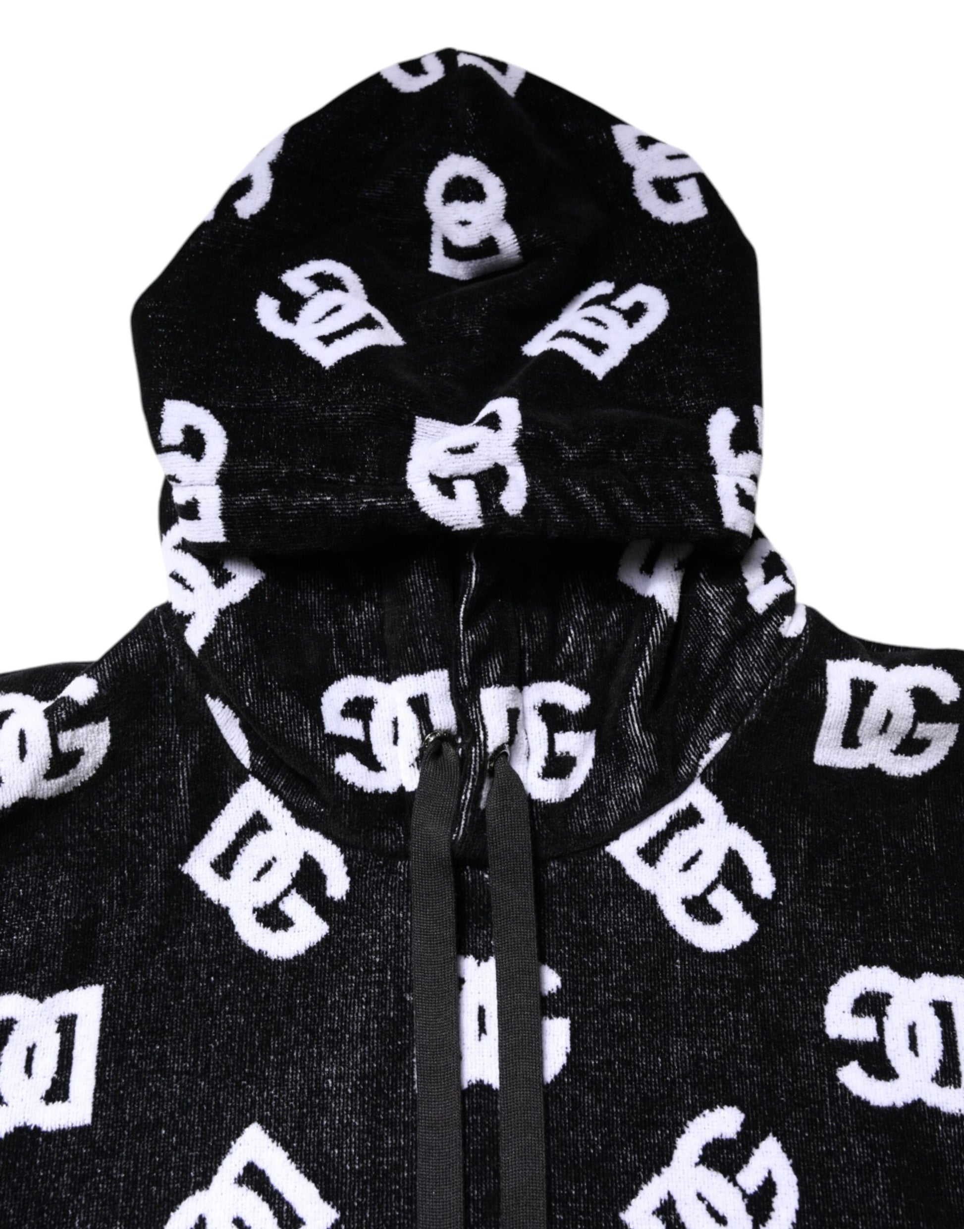 Sweat-shirt sans manches à capuche en coton noir DG Dolce & Gabbana