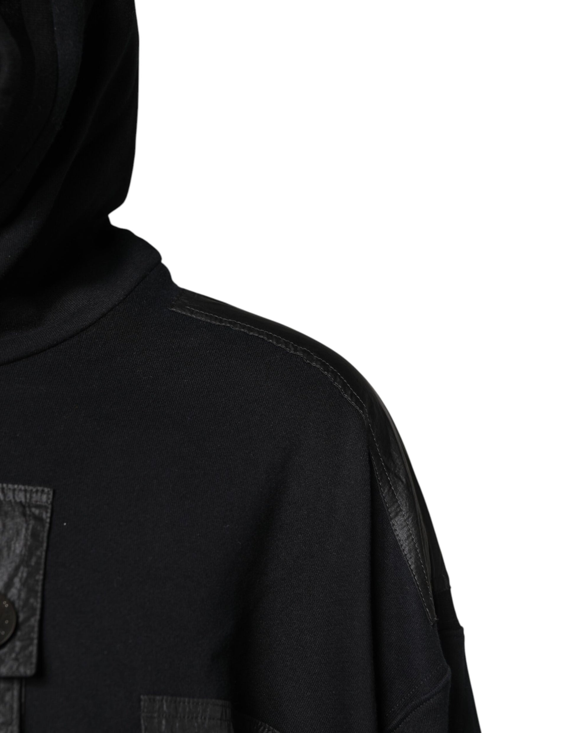 Sweat-shirt à capuche en coton noir Dolce & Gabbana