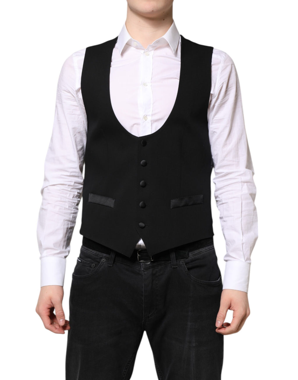 Dolce & Gabbana Gilet Noir en Laine Robe Gilet Formel